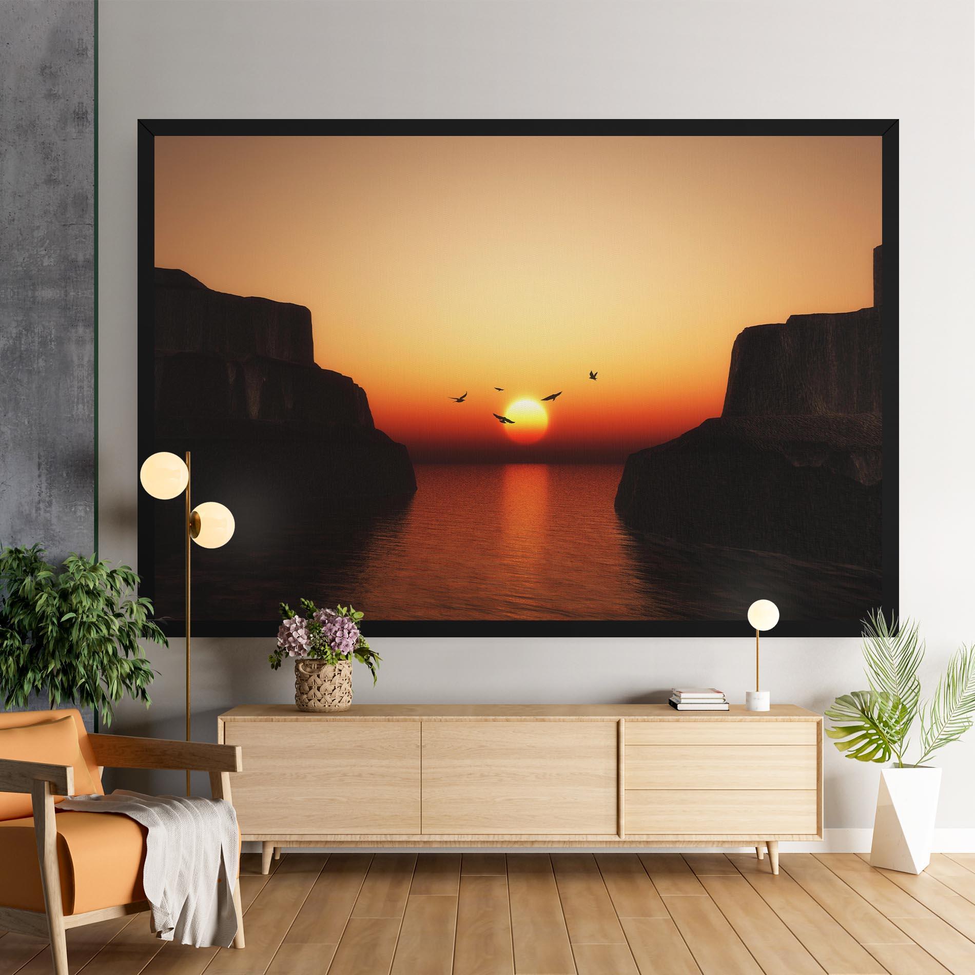 Картина на платно Sunset Silhouette Birds mockup 9