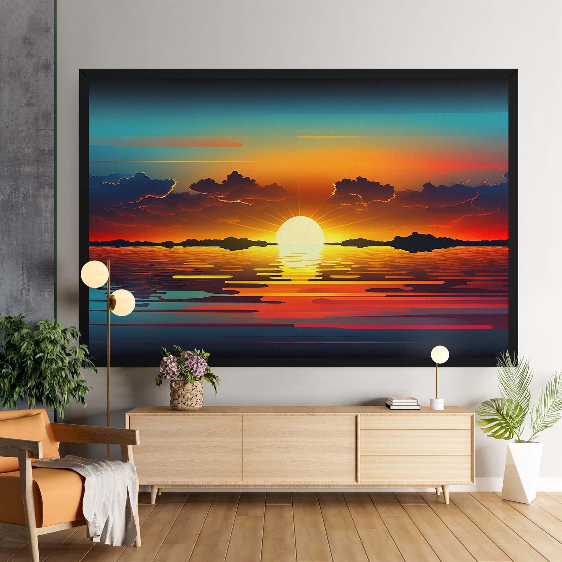 Картина на платно Yellow Sunset Illustration mockup 9
