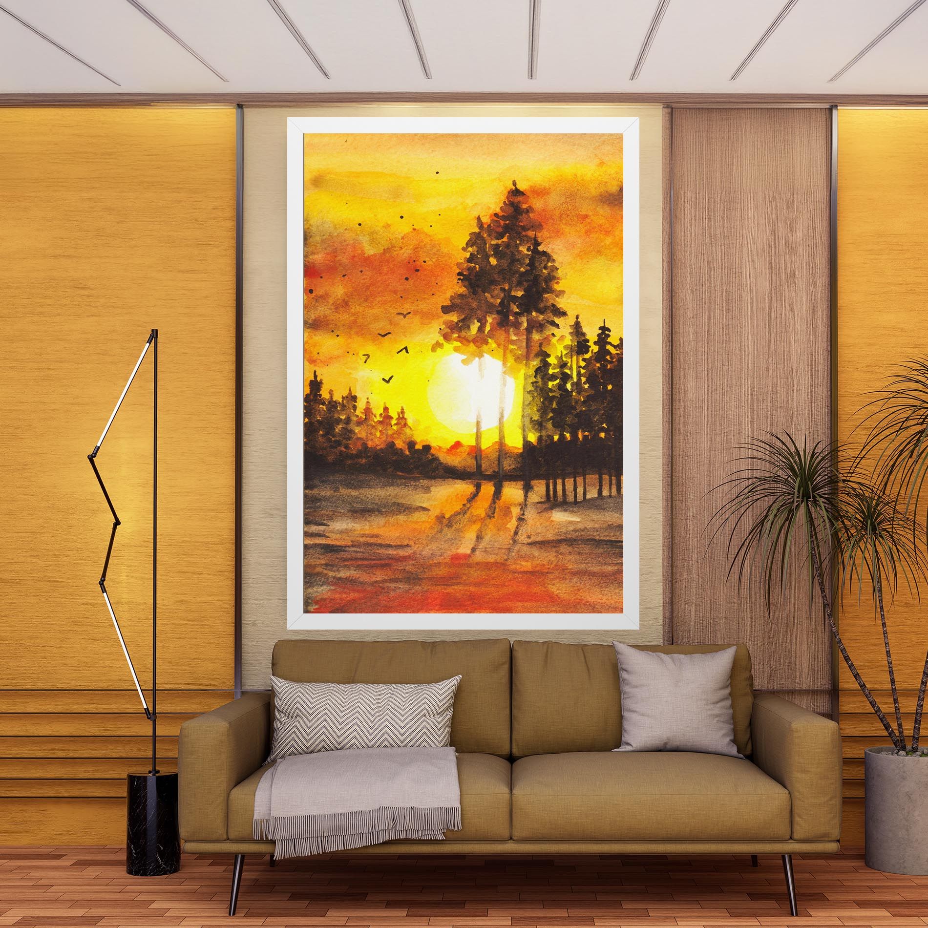 Watercolor Sunset Painting mockup 9