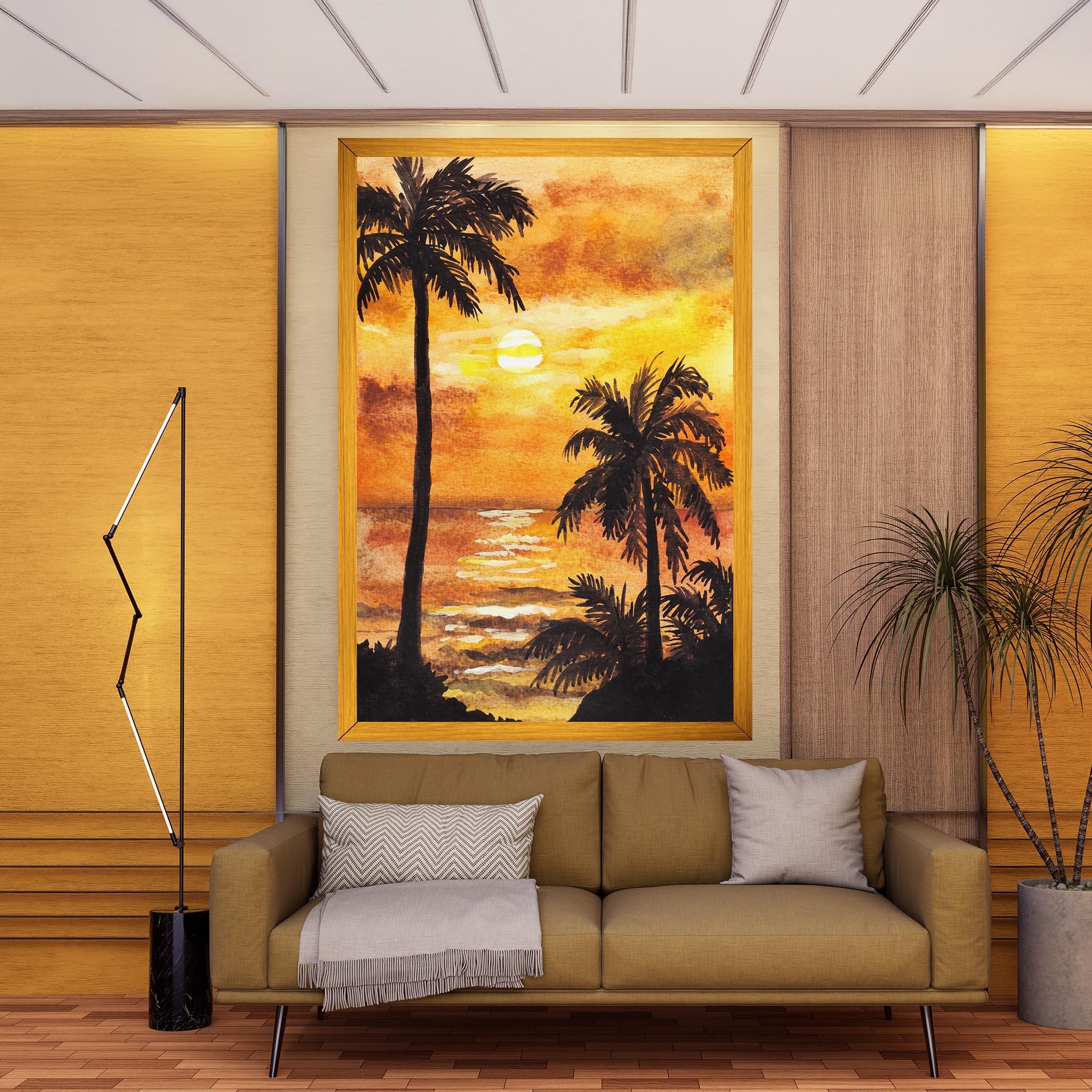 Картина на платно Watercolor Painting Sunrise mockup 9