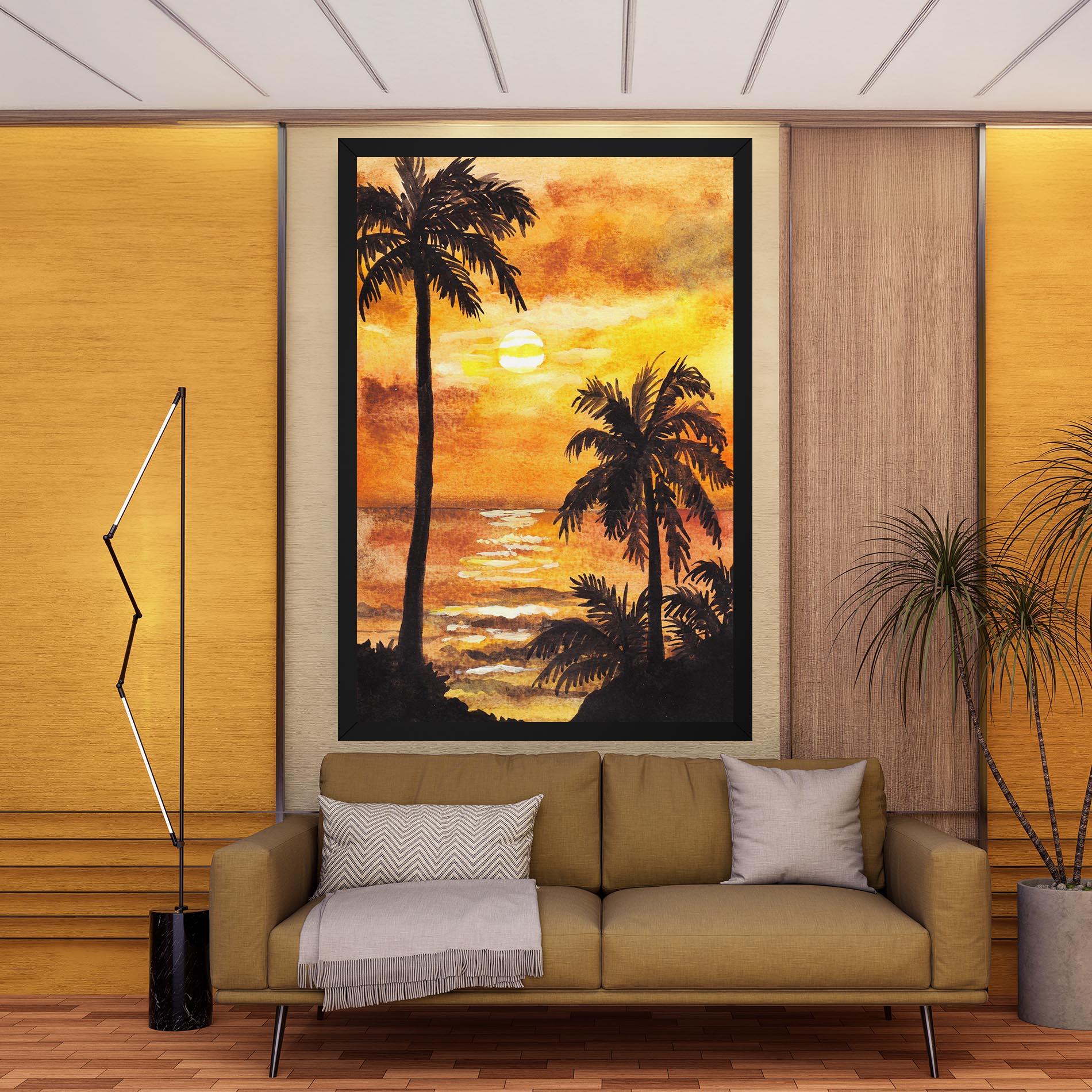 Картина на платно Watercolor Painting Sunrise mockup 9