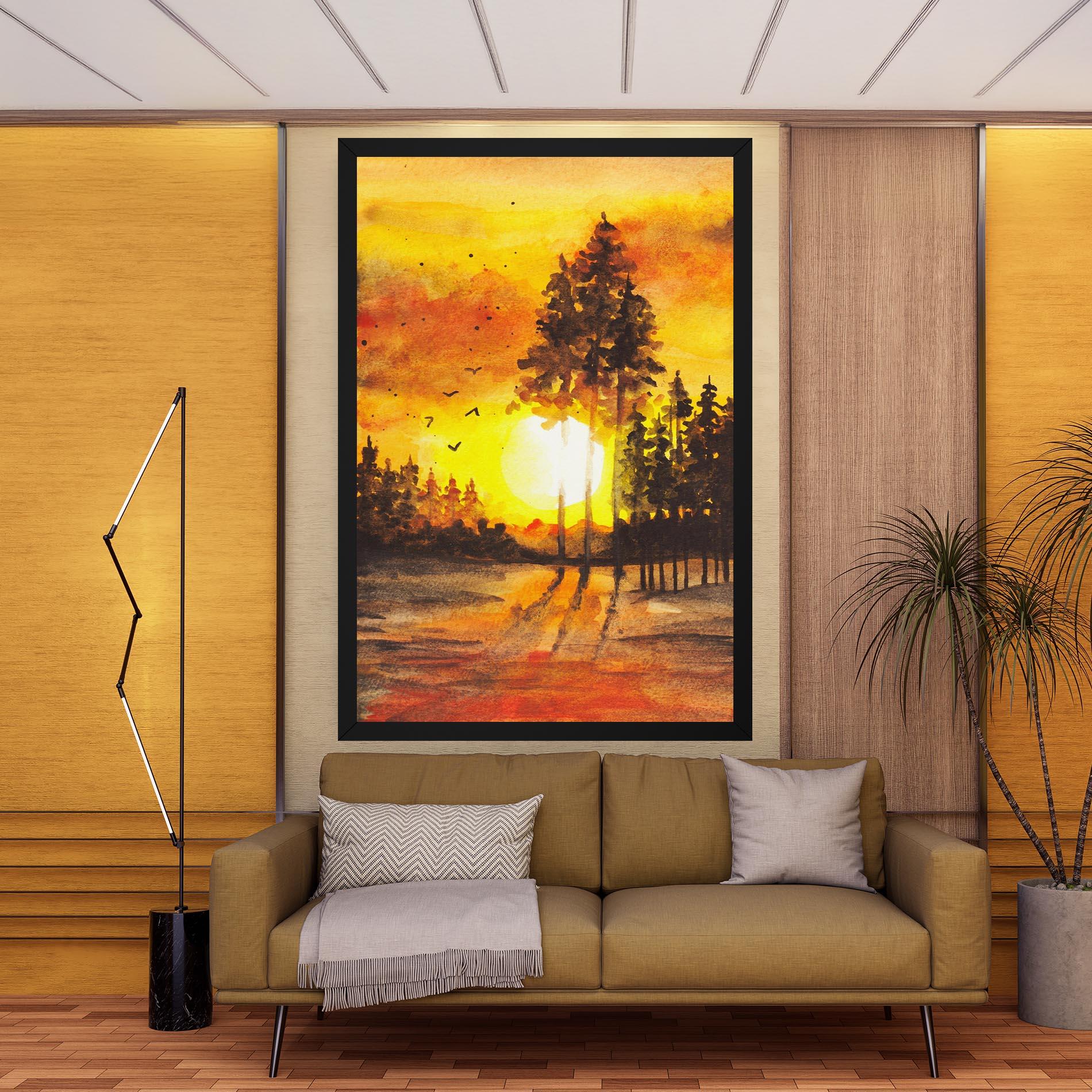 Картина на платно Watercolor Sunset Painting mockup 9