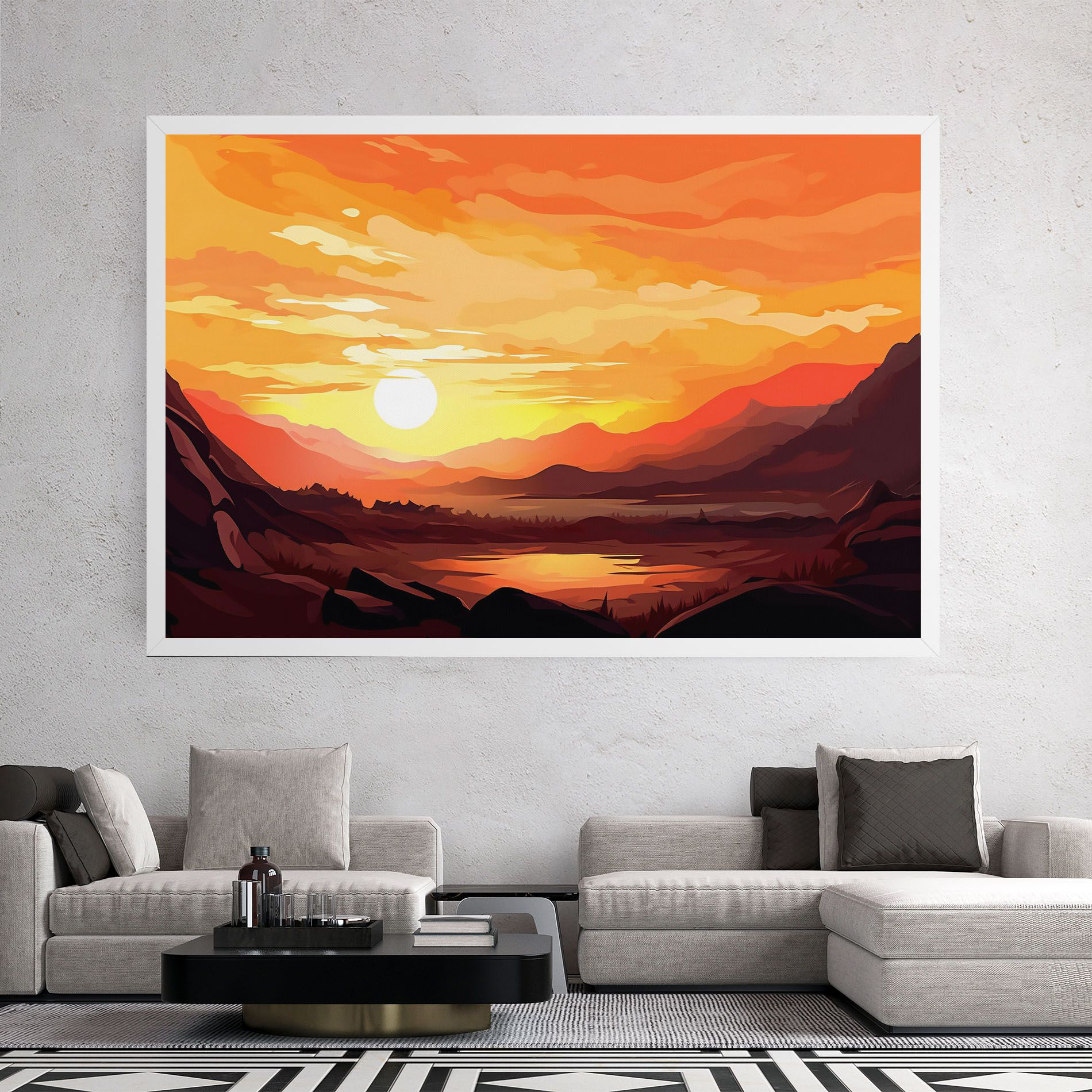 Beautiful Sunset Illustration mockup 2