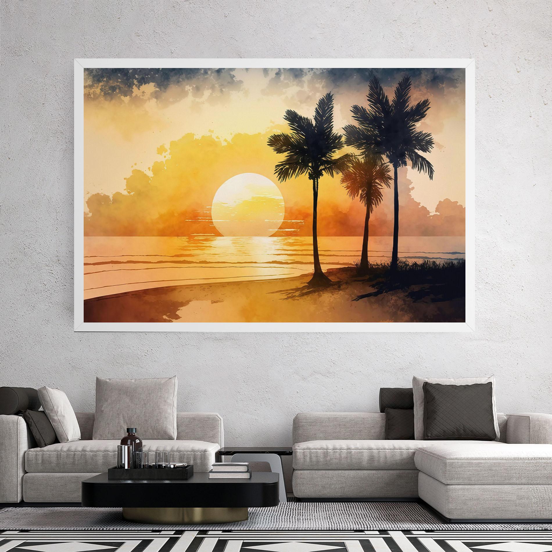 Картина на платно Palm Trees Sunset mockup 2