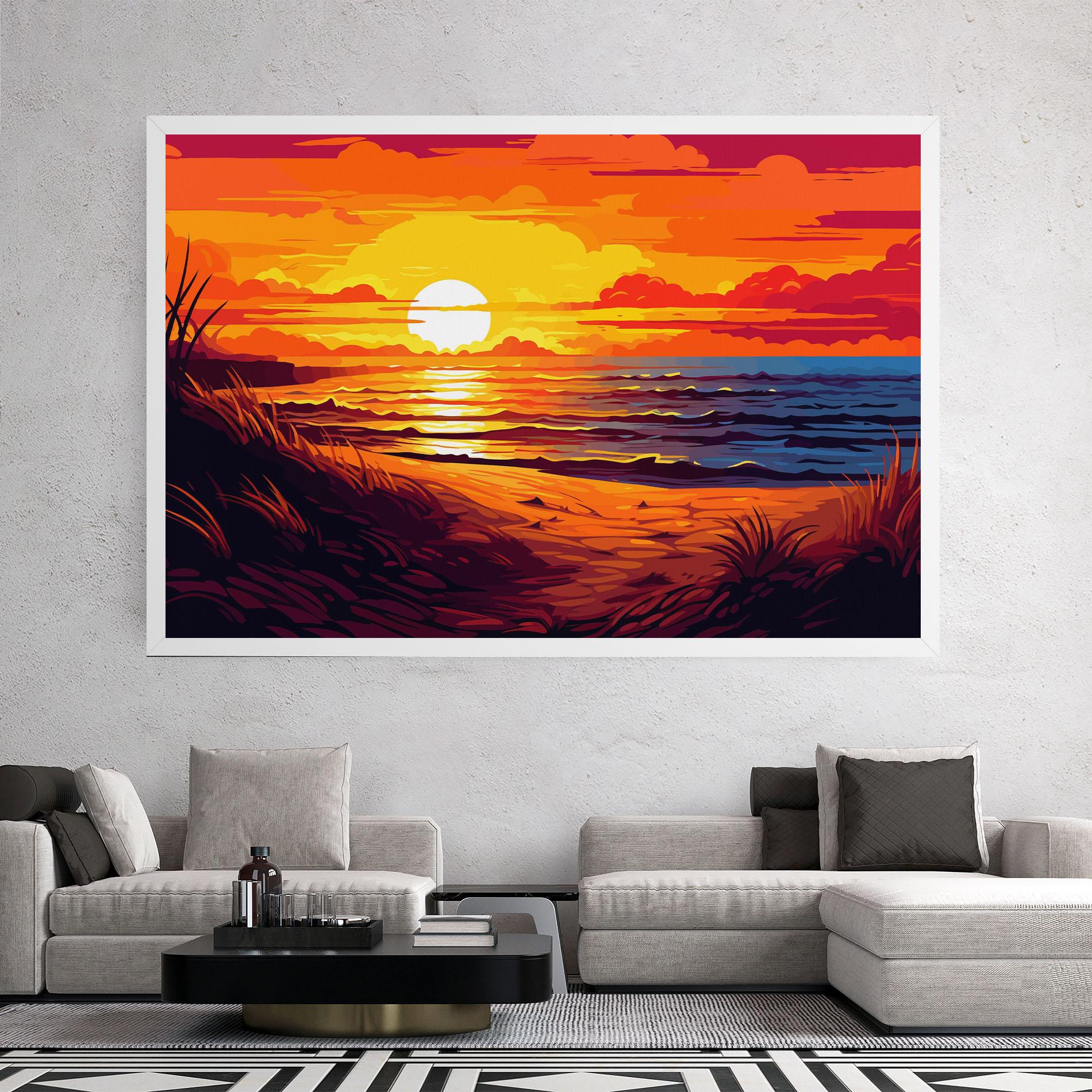 Картина на платно Strong Orange Sunset mockup 2