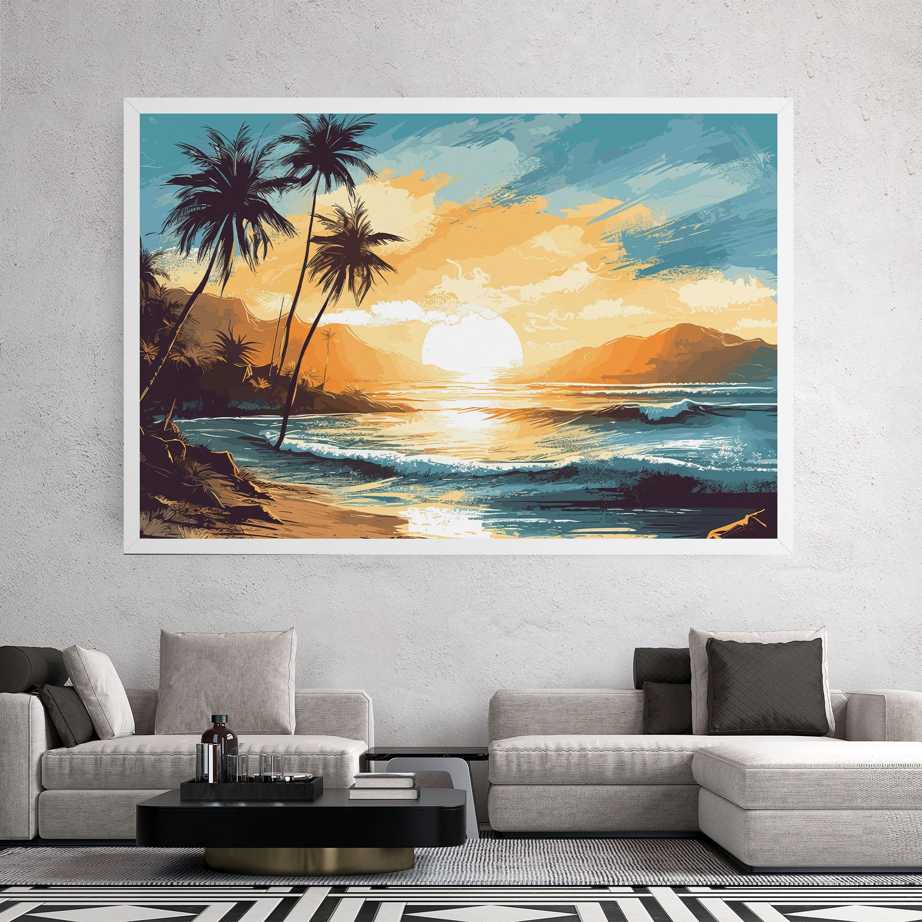 Картина на платно Yellow Blue Sunrise mockup 2