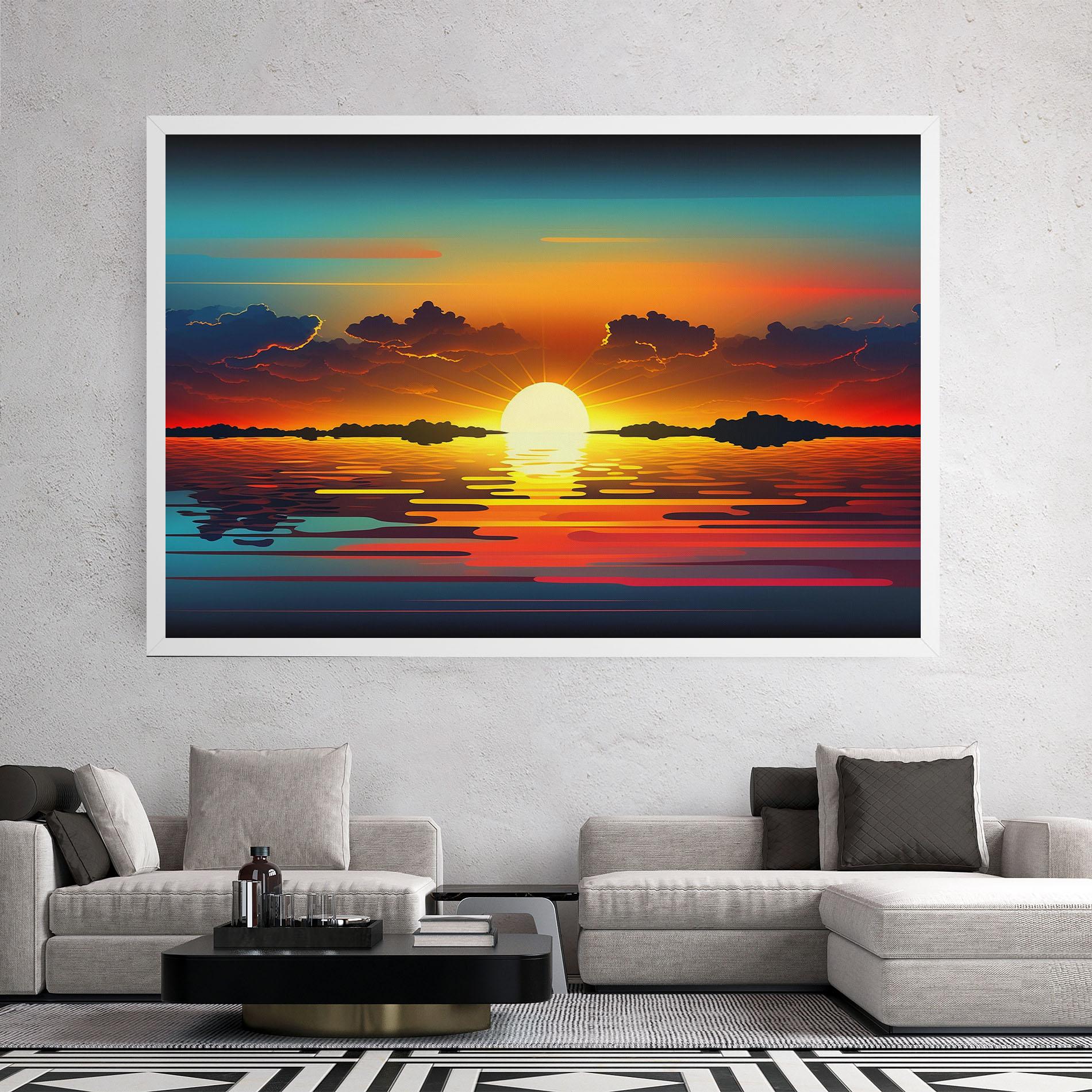 Картина на платно Yellow Sunset Illustration mockup 2