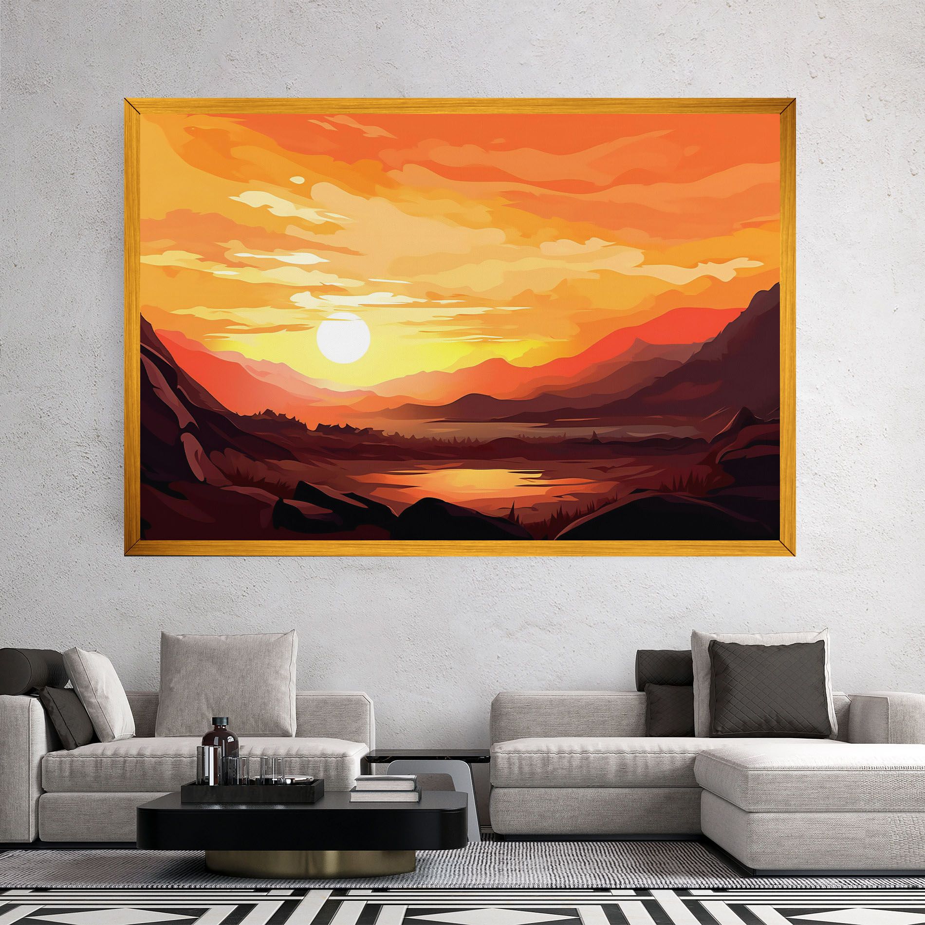 Beautiful Sunset Illustration mockup 2