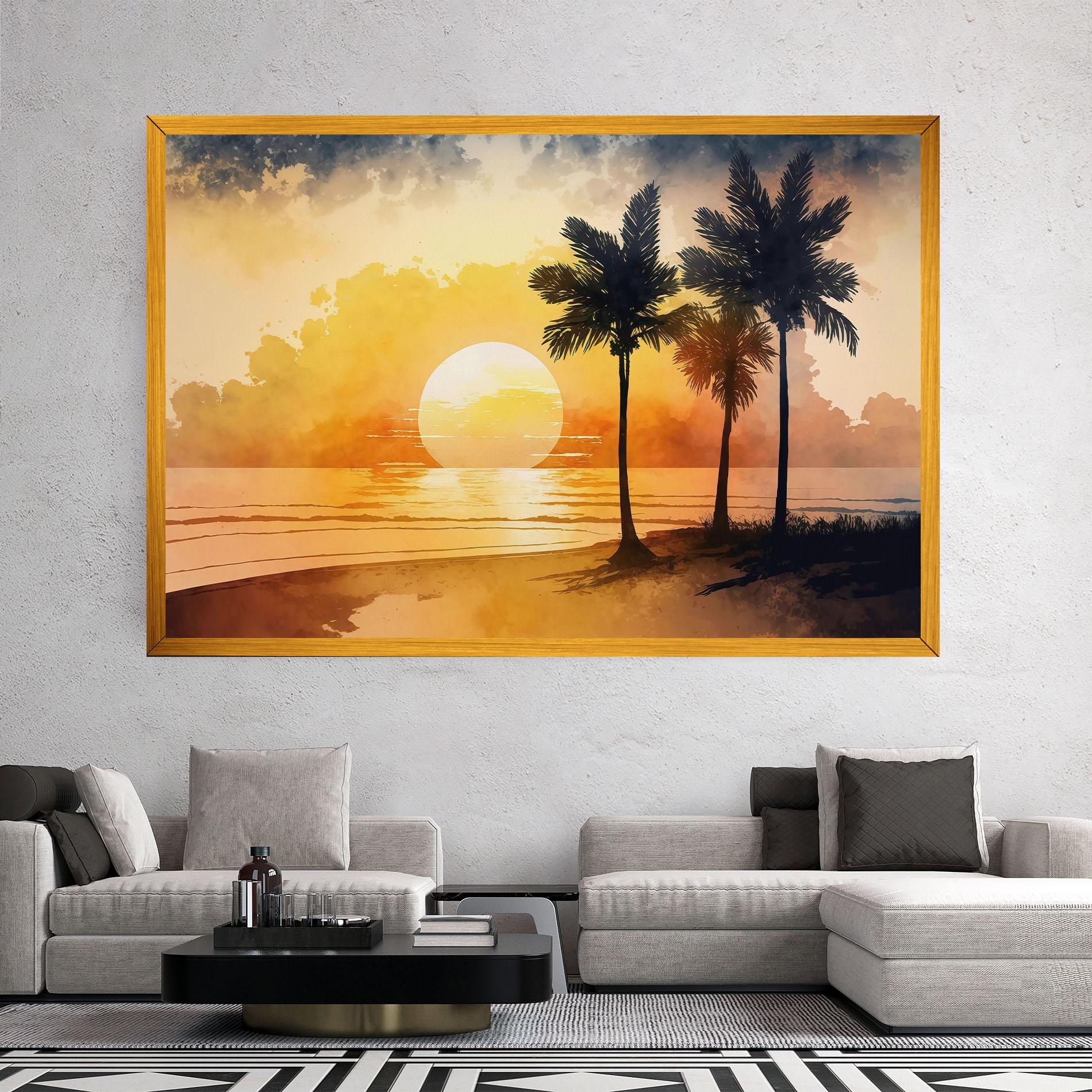 Картина на платно Palm Trees Sunset mockup 2