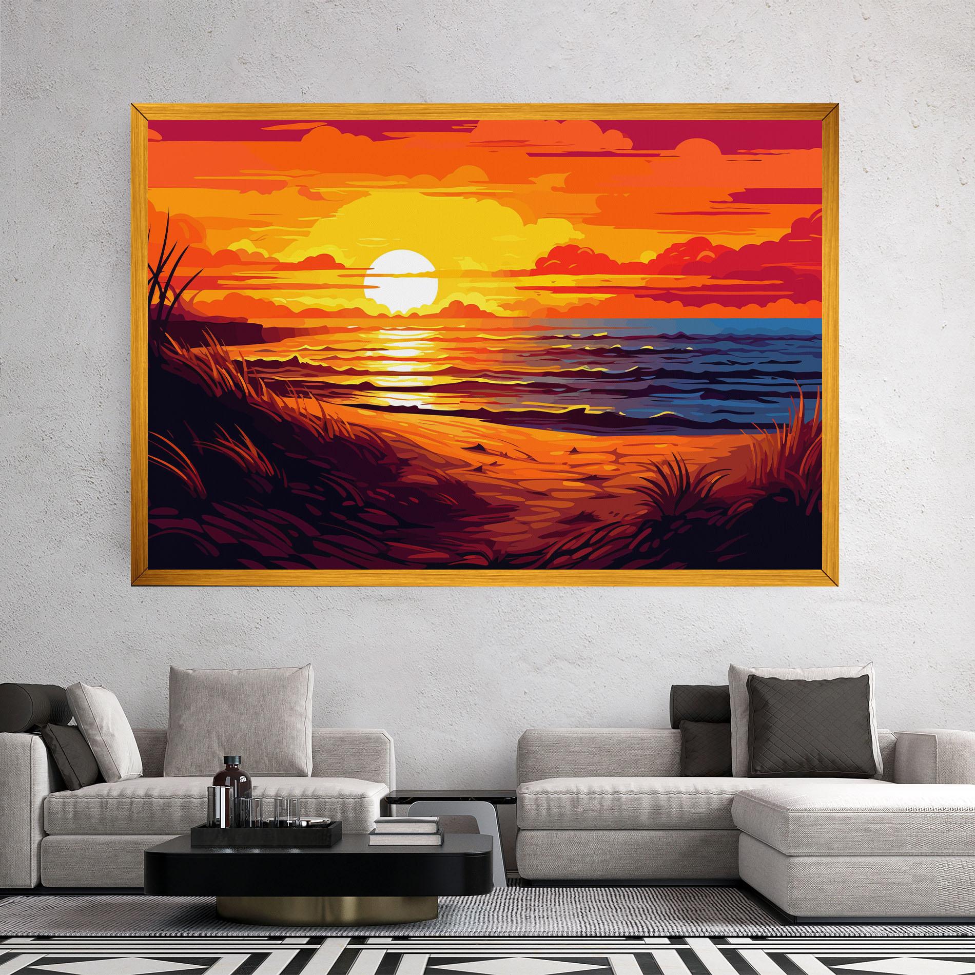 Картина на платно Strong Orange Sunset mockup 2