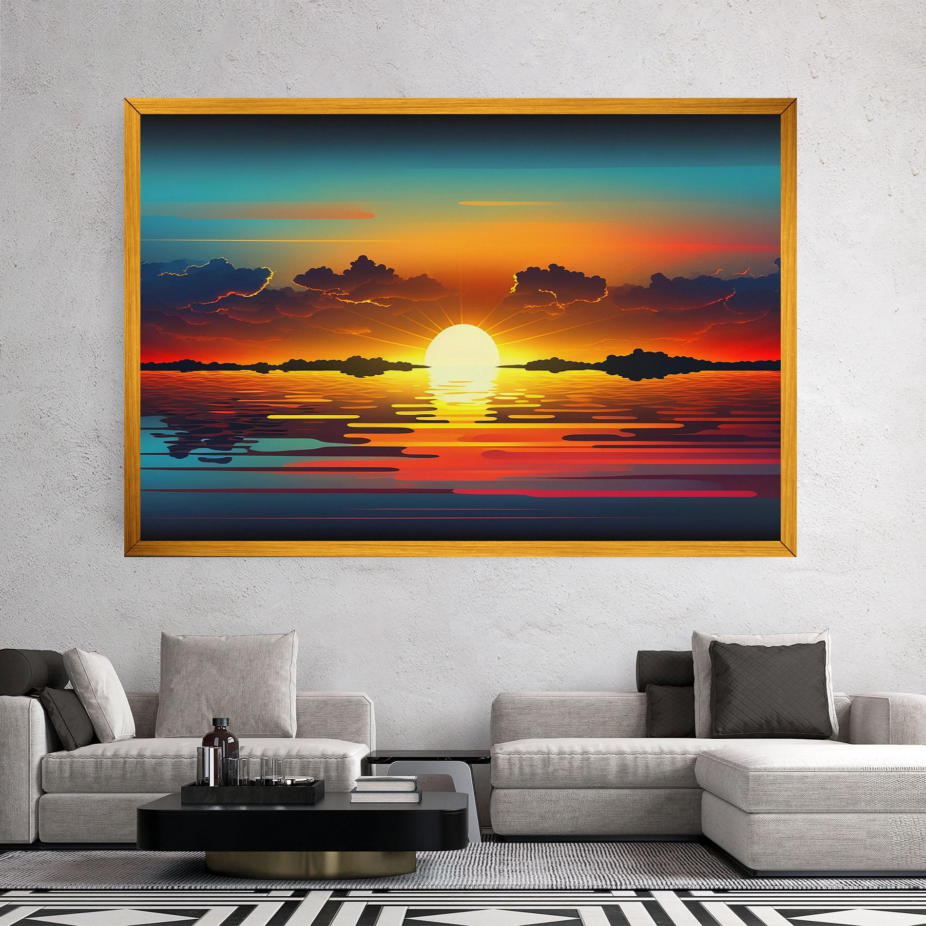 Картина на платно Yellow Sunset Illustration mockup 2