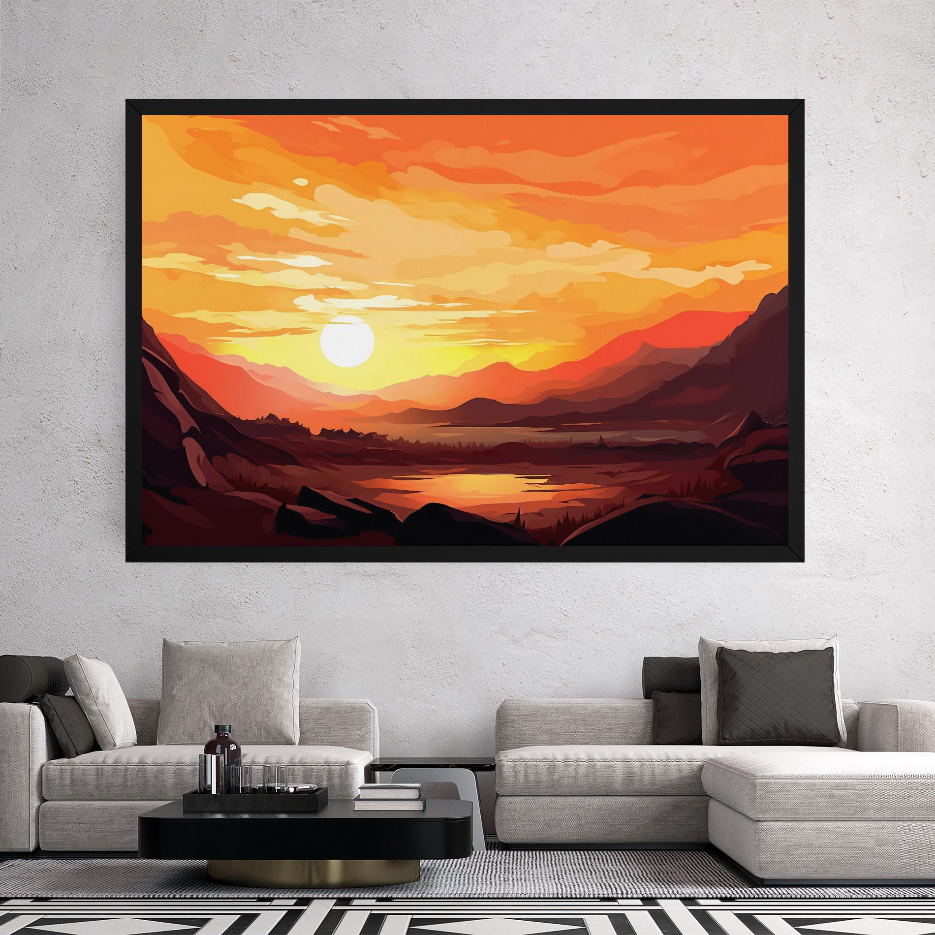 Картина на платно Beautiful Sunset Illustration mockup 2