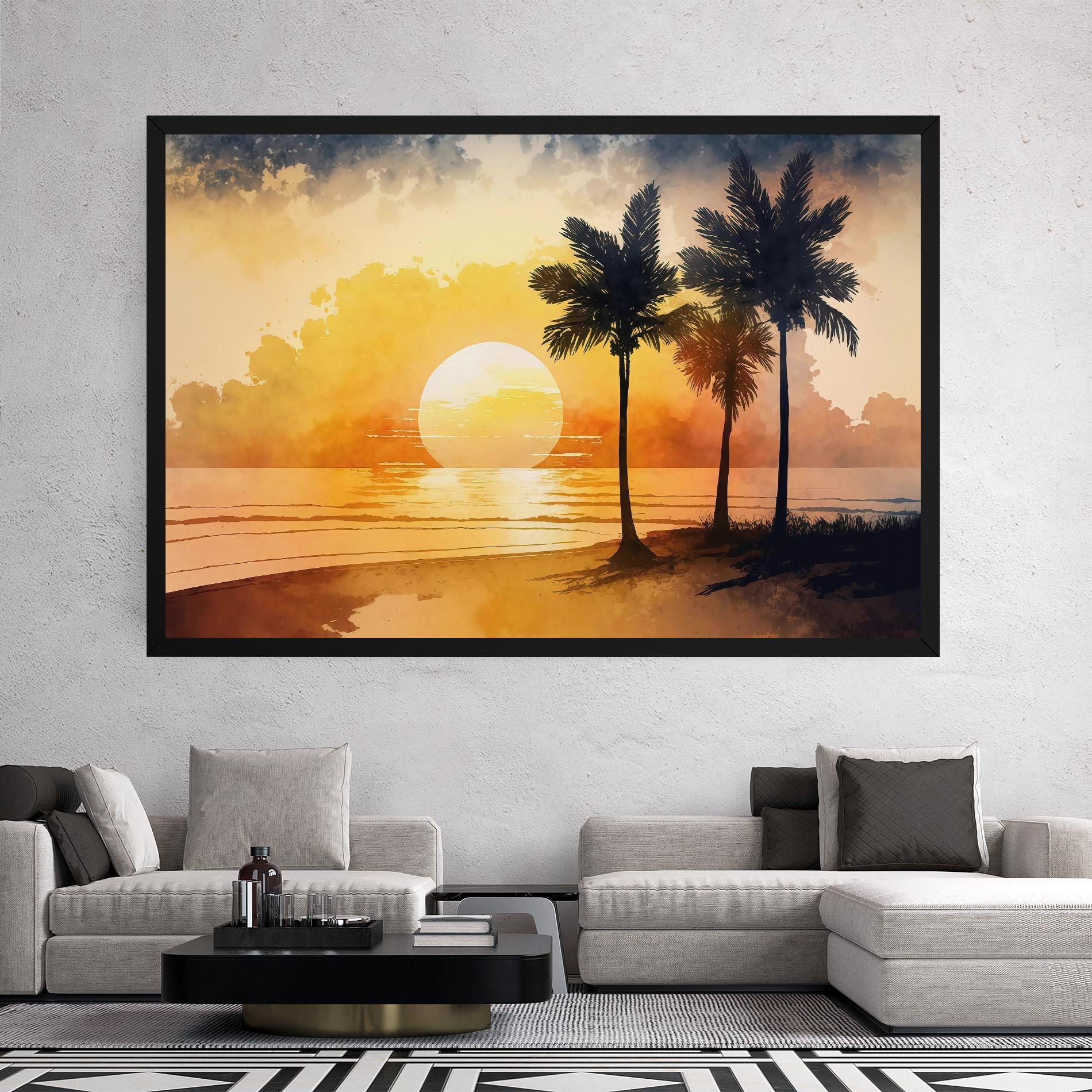 Картина на платно Palm Trees Sunset mockup 2