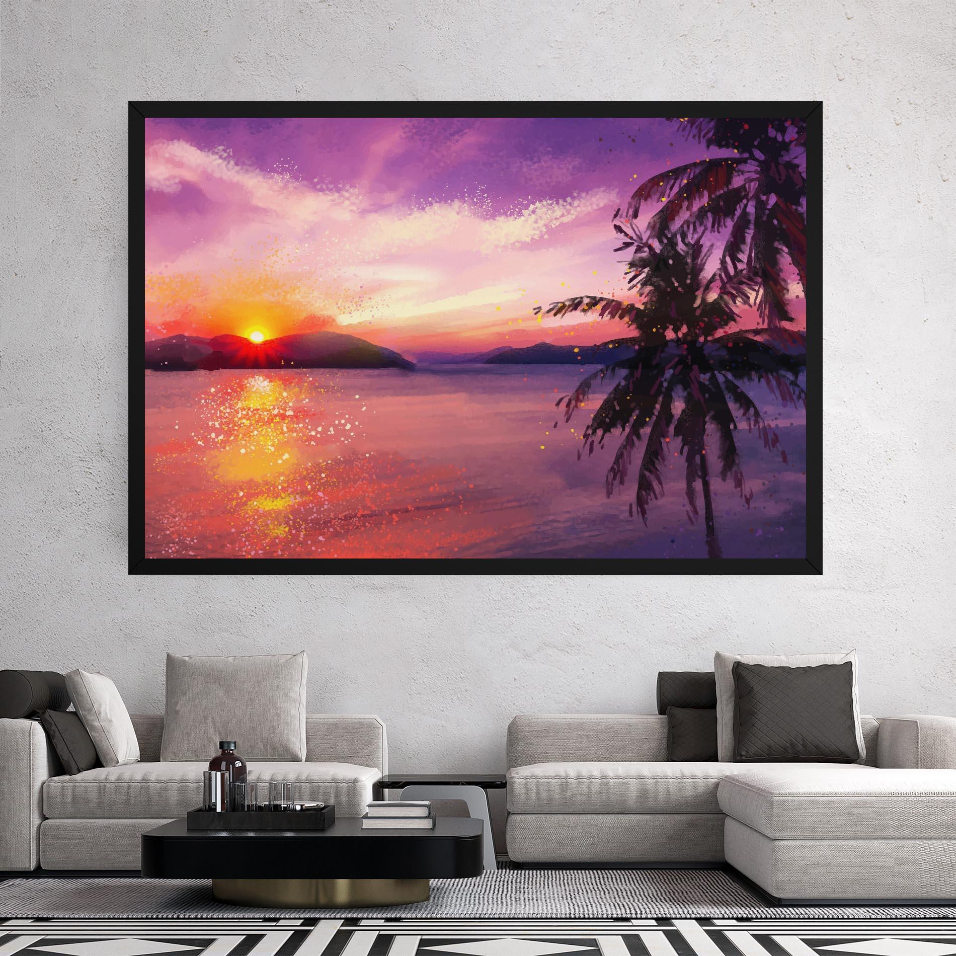 Картина на платно Purple Sunrise Art mockup 2