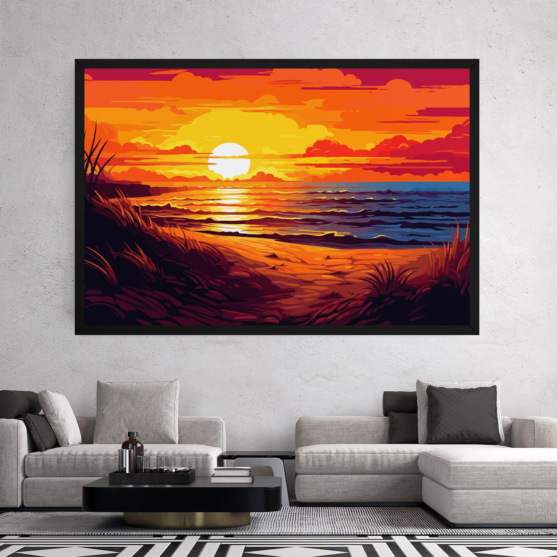 Картина на платно Strong Orange Sunset mockup 2
