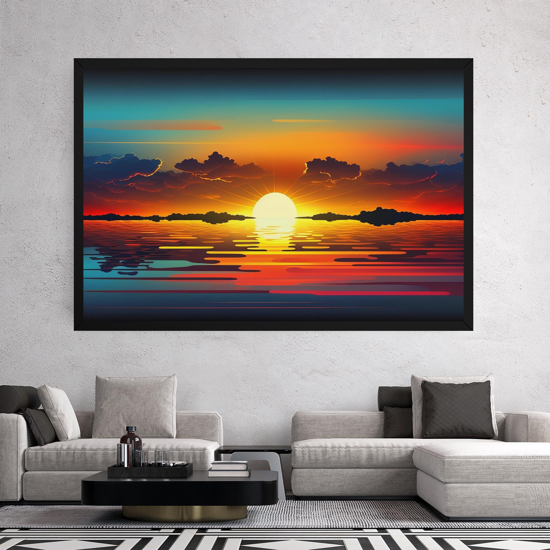 Картина на платно Yellow Sunset Illustration mockup 2