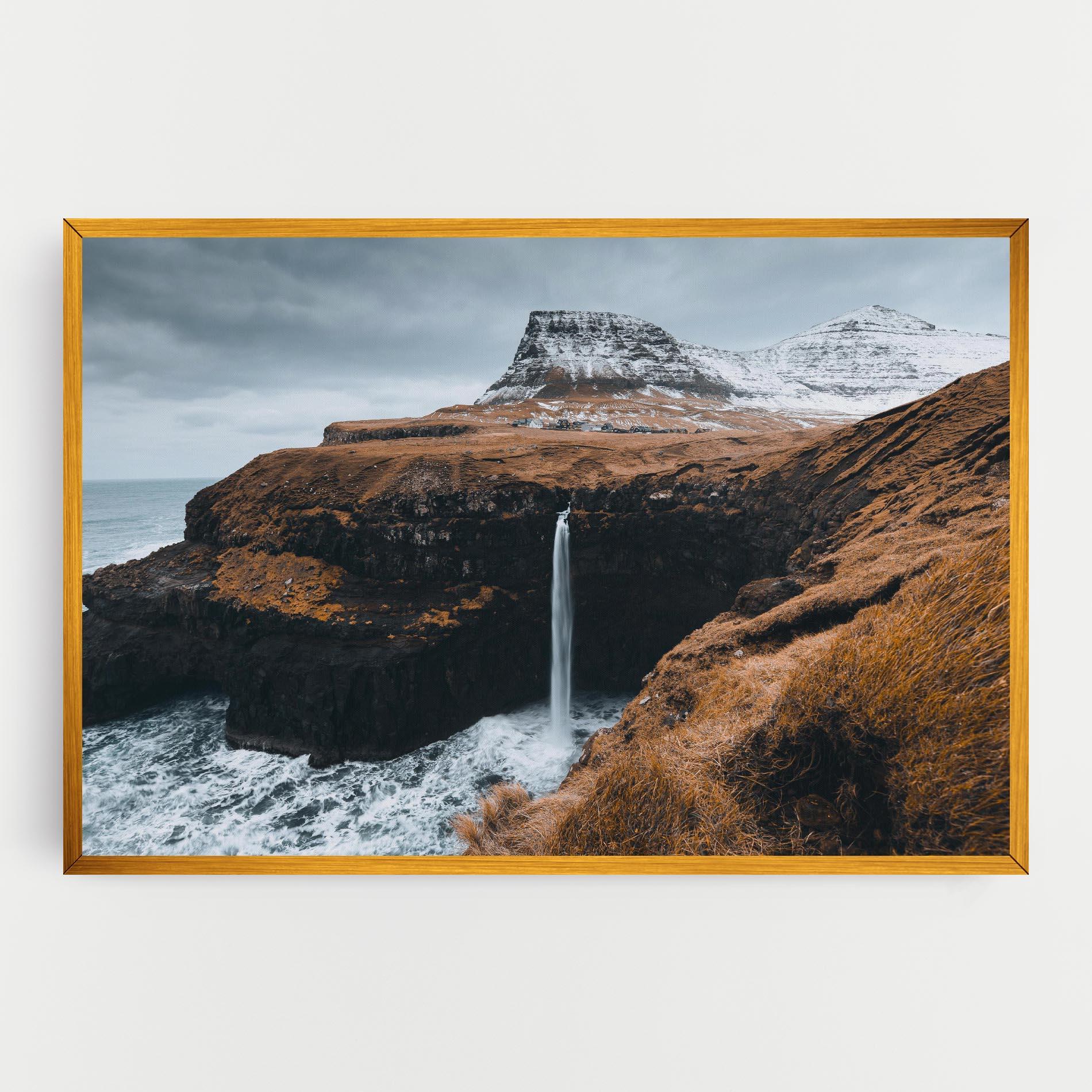 Картина на платно Black Houses Waterfall mockup 0