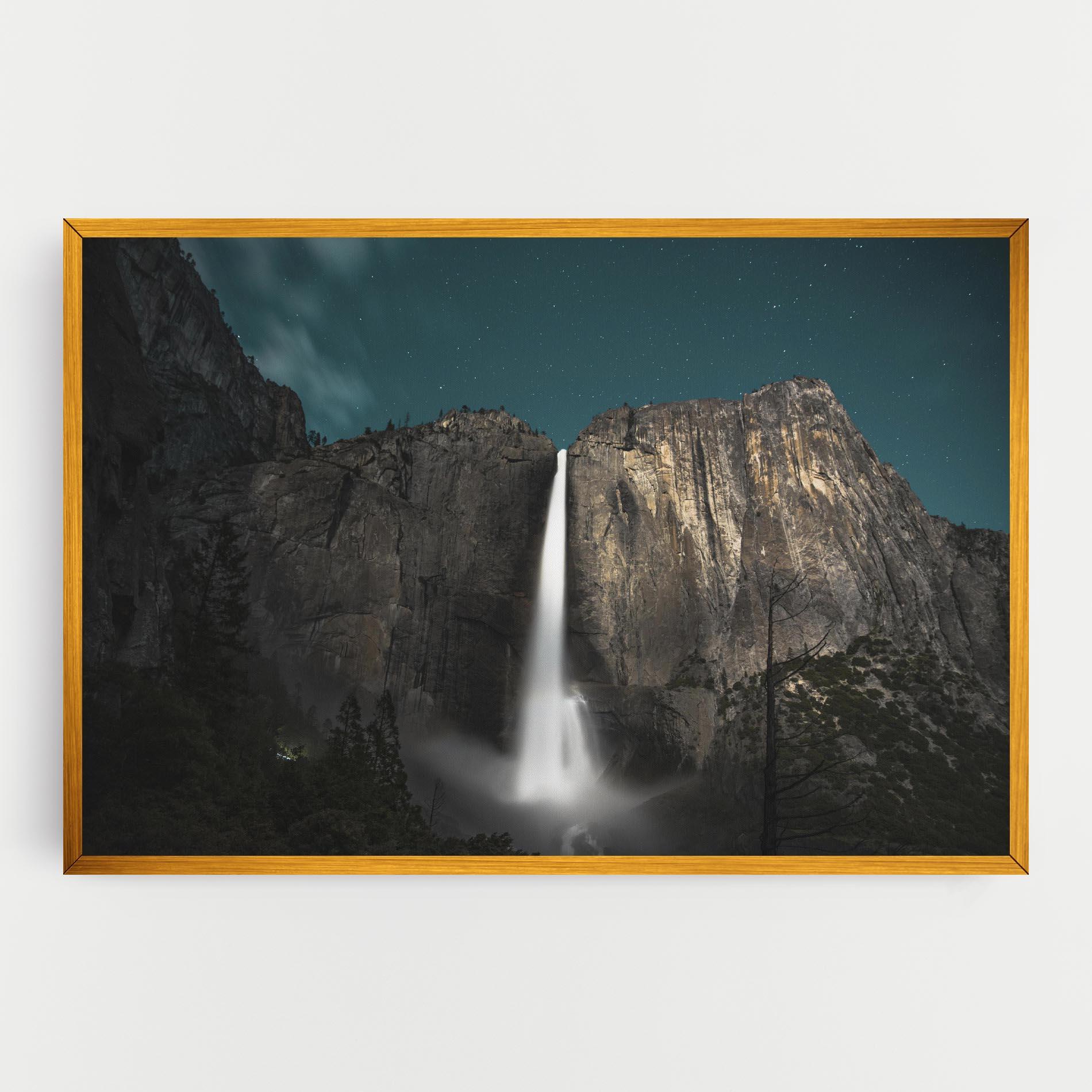 Картина на платно Dark Blue Sky Waterfall mockup 0