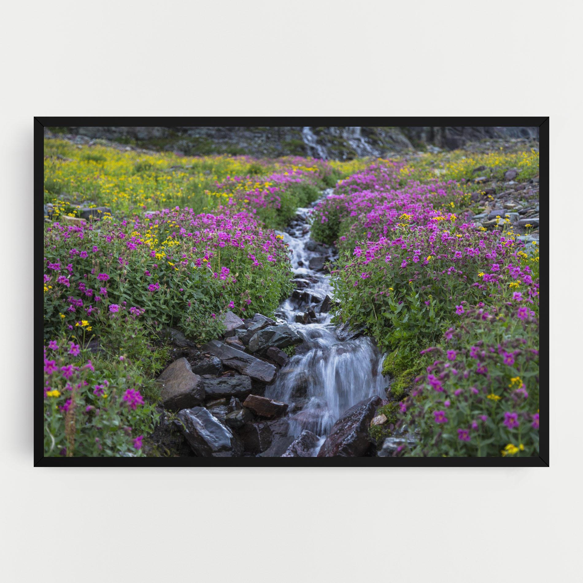 Картина на платно Purple Field Waterfall mockup 0