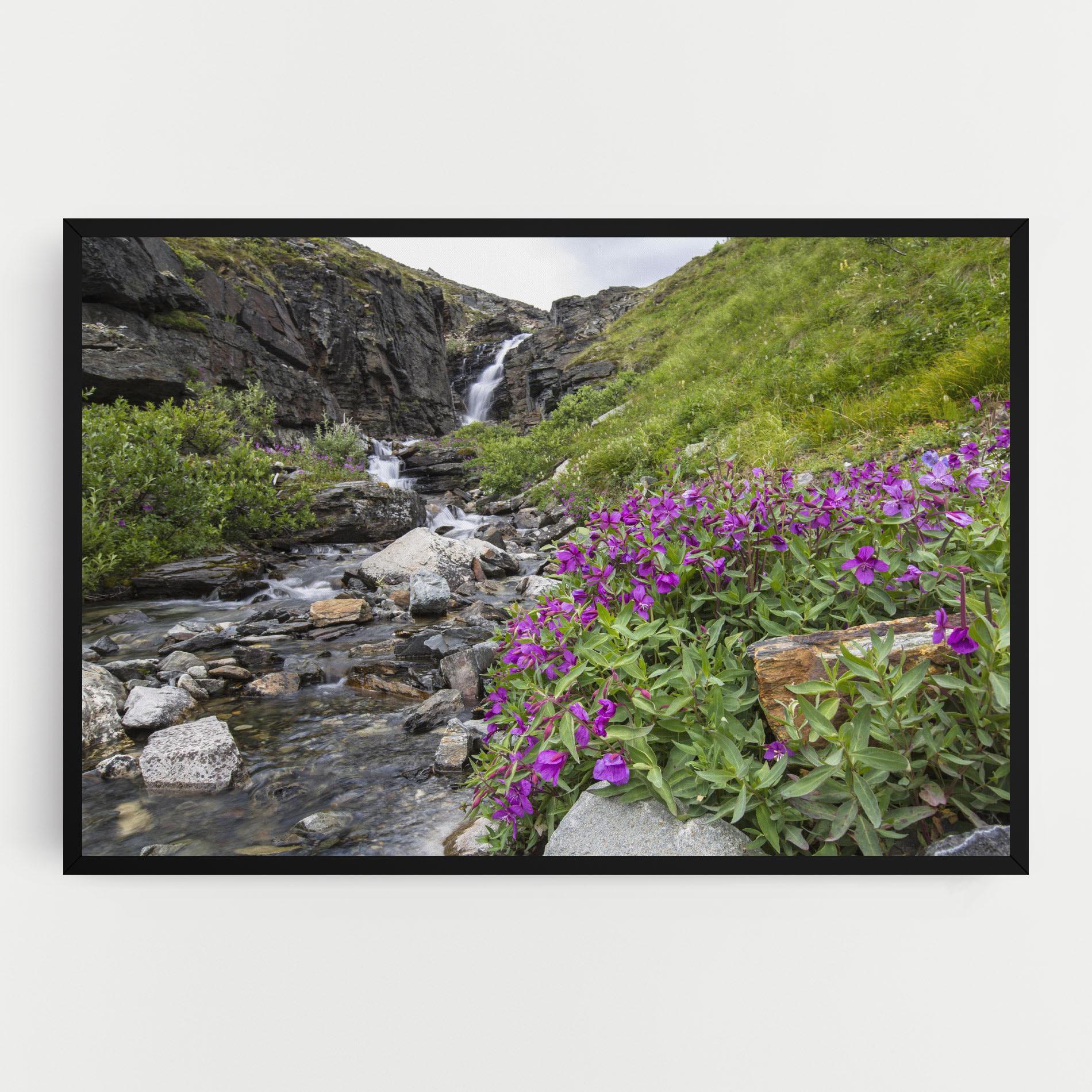 Картина на платно Purple Flowers Waterfall mockup 0