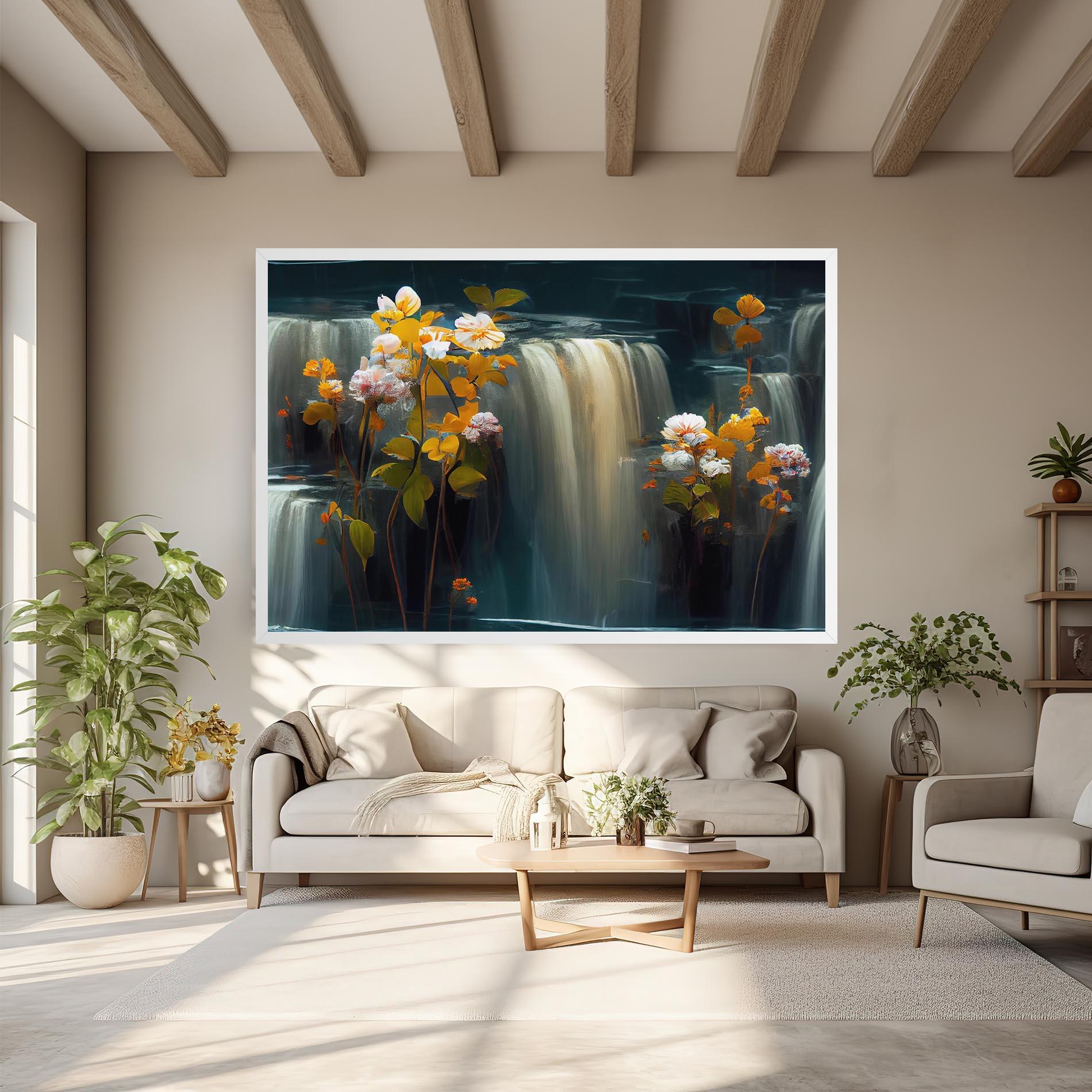 Картина на платно Flowers Waterfall mockup 6