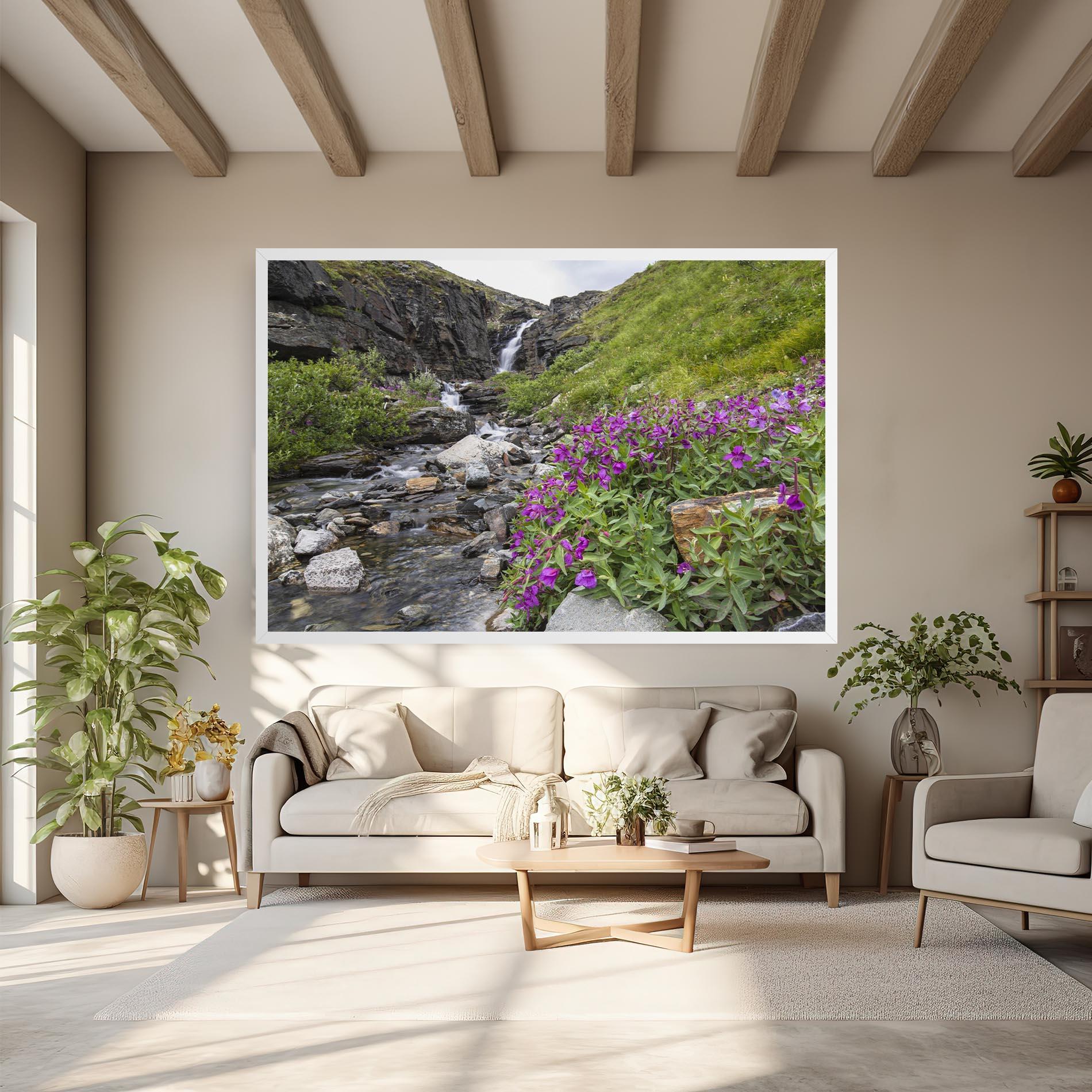 Картина на платно Purple Flowers Waterfall mockup 6