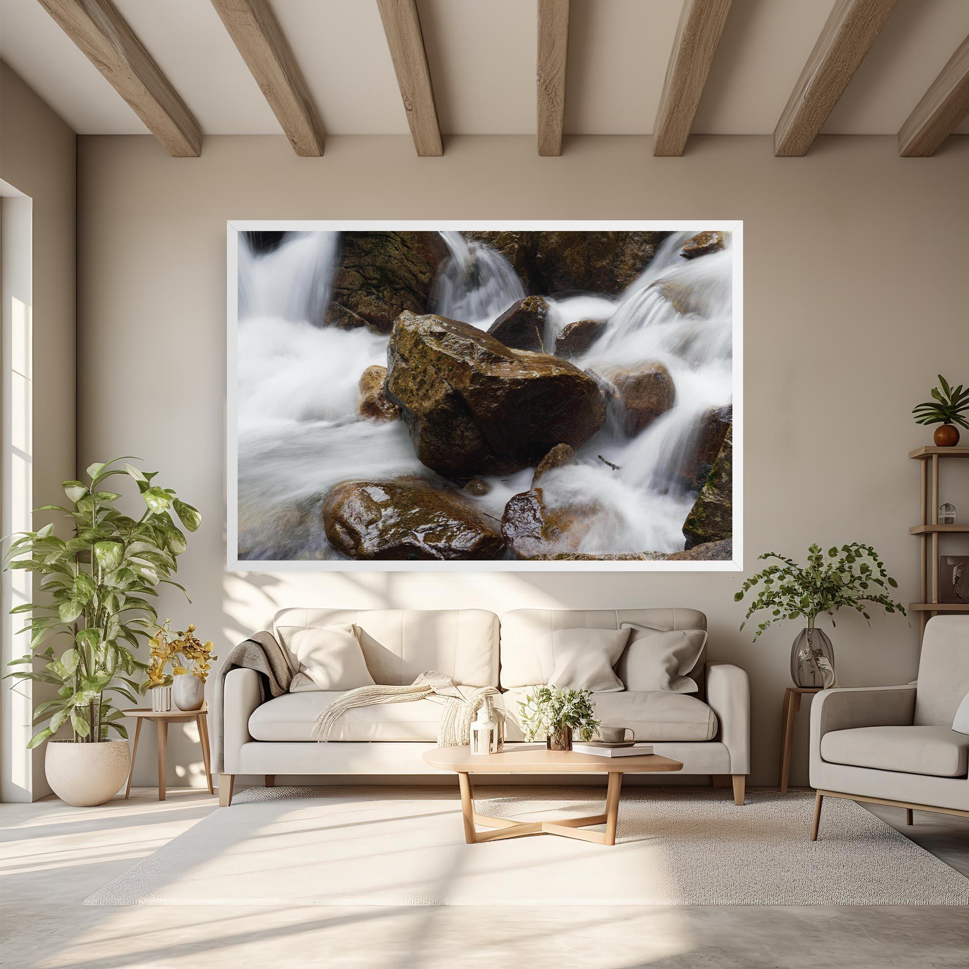 Картина на платно Shiny Rocks Waterfall mockup 6