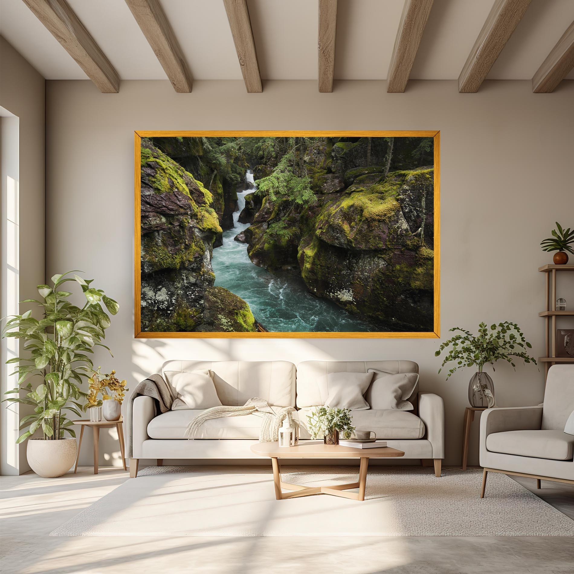 Картина на платно Blue Majestic Waterfall mockup 6