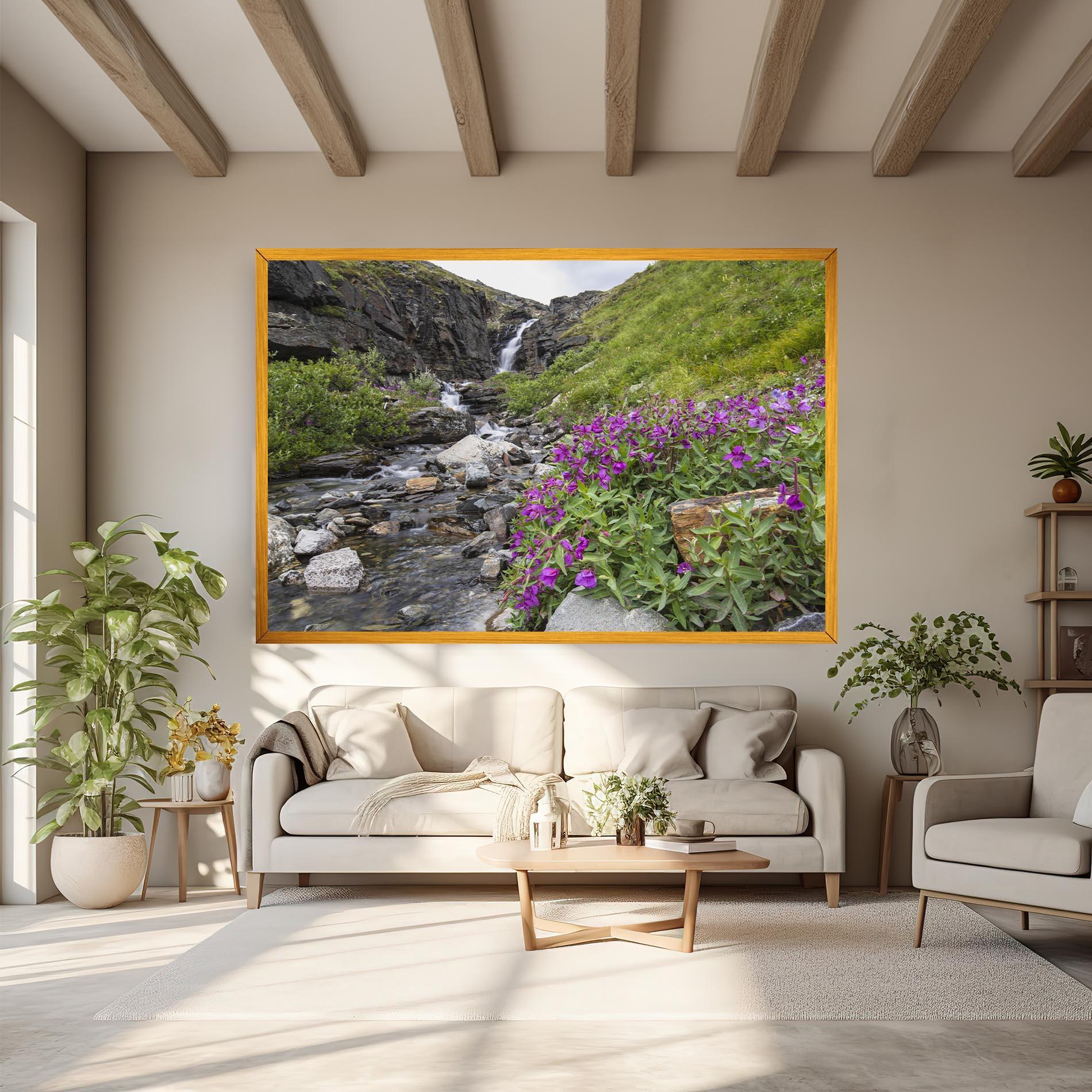 Картина на платно Purple Flowers Waterfall mockup 6