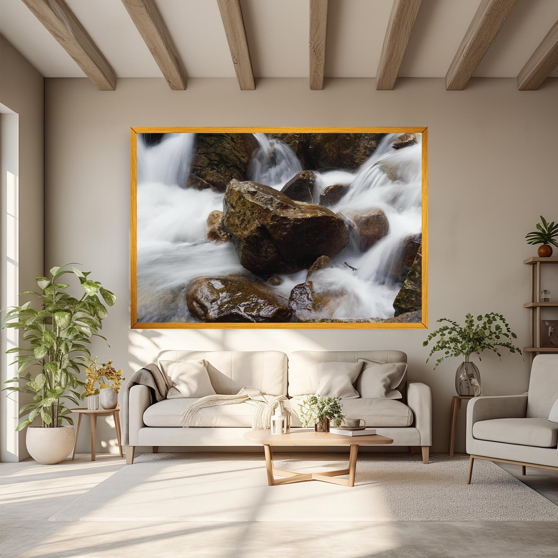 Картина на платно Shiny Rocks Waterfall mockup 6