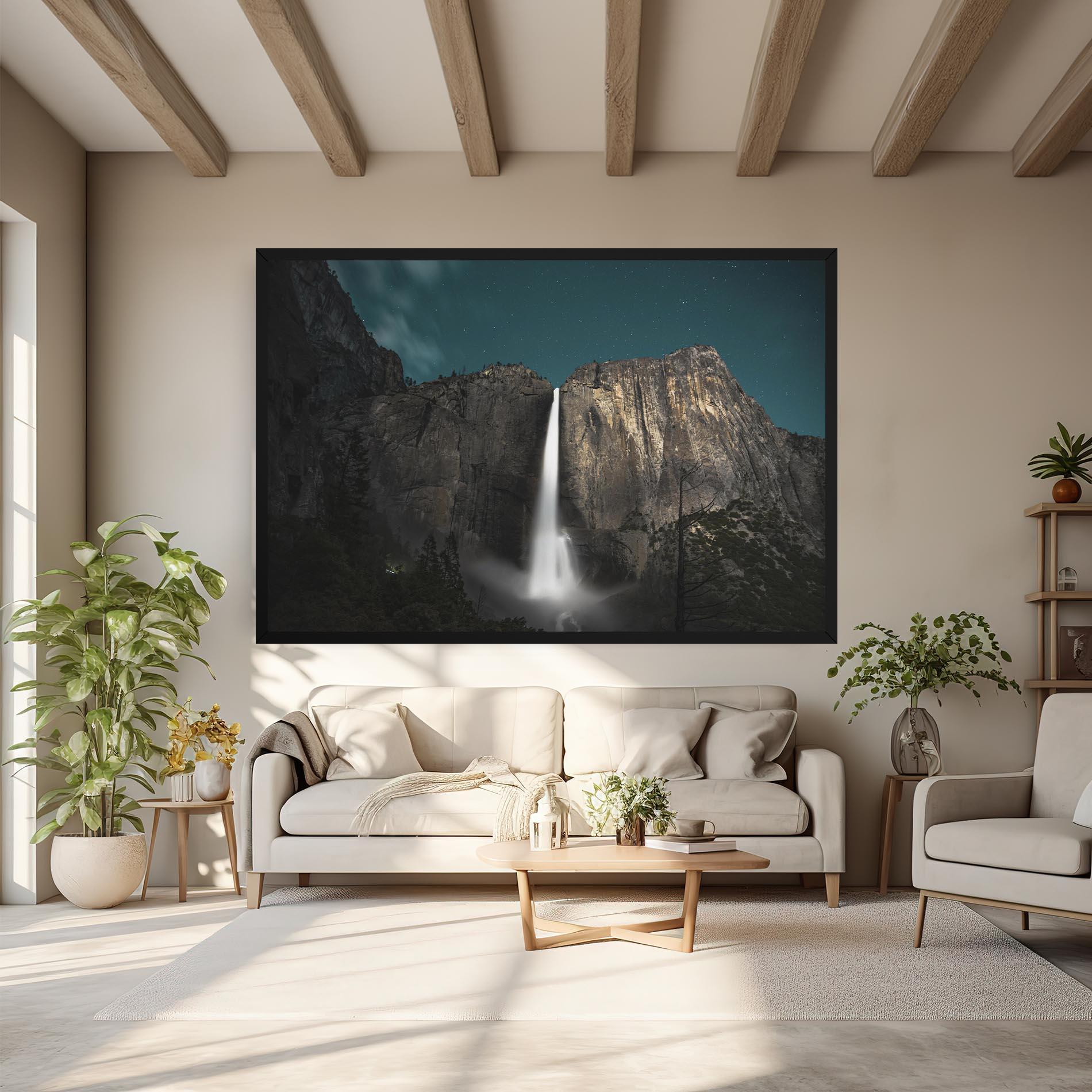 Картина на платно Dark Blue Sky Waterfall mockup 6