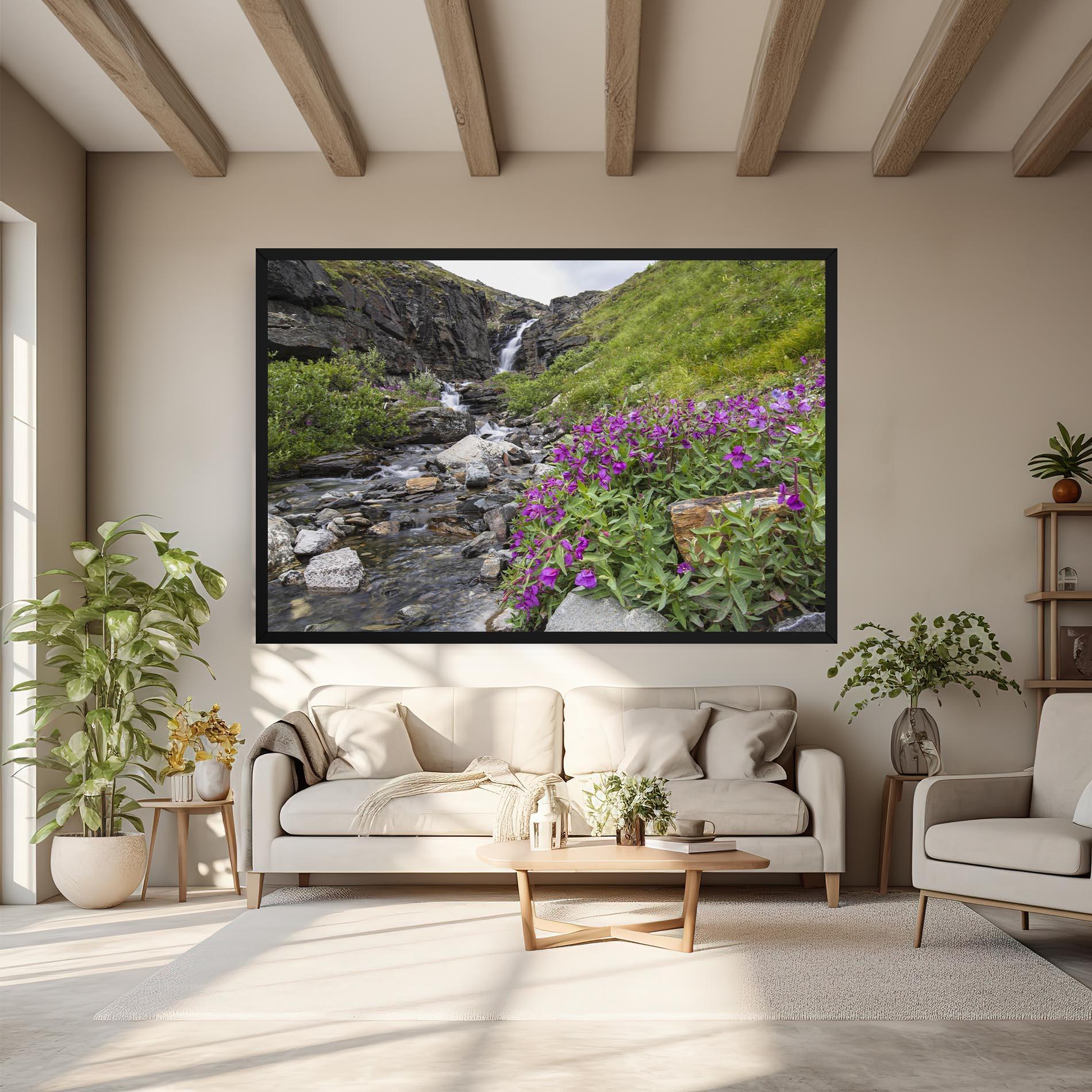 Картина на платно Purple Flowers Waterfall mockup 6