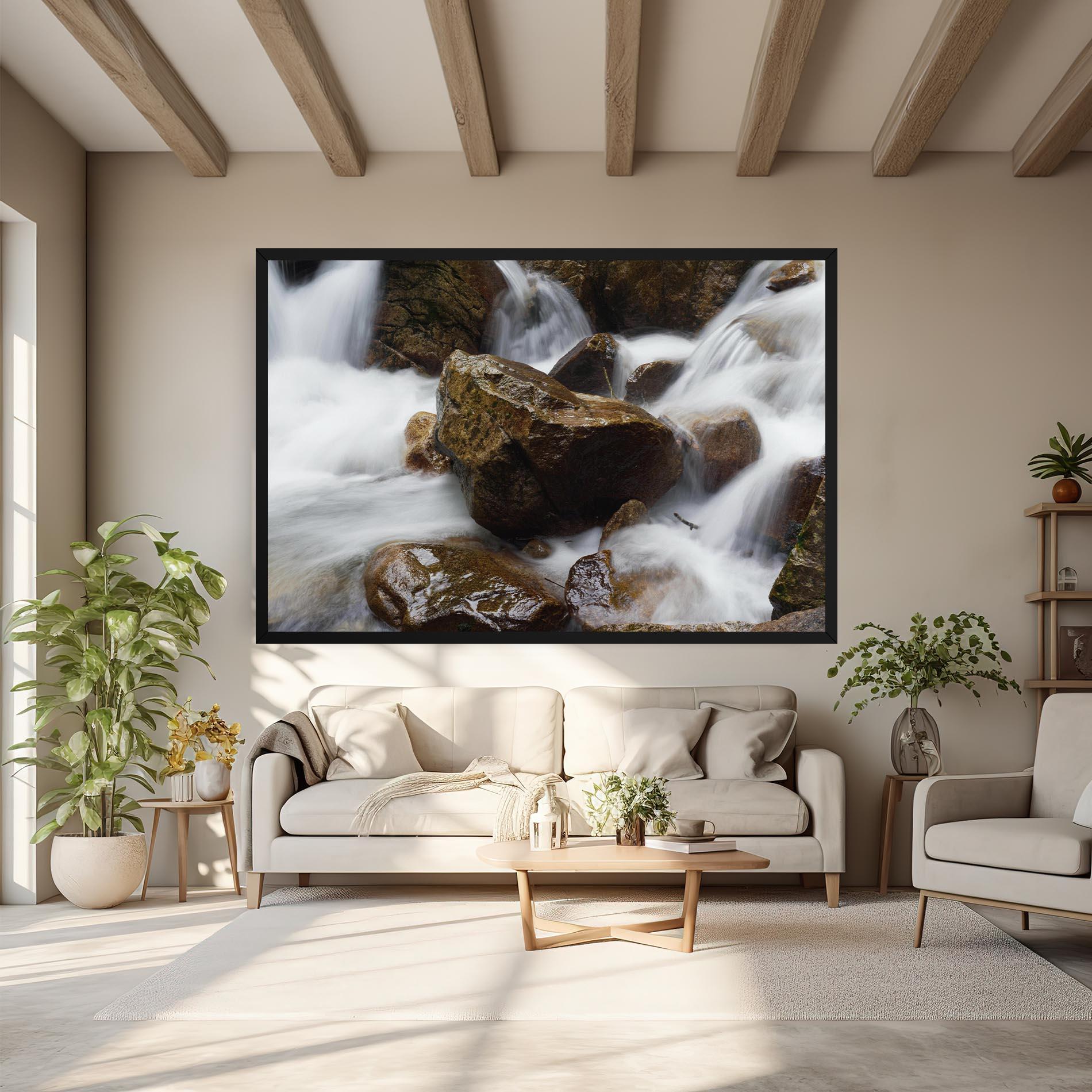 Картина на платно Shiny Rocks Waterfall mockup 6