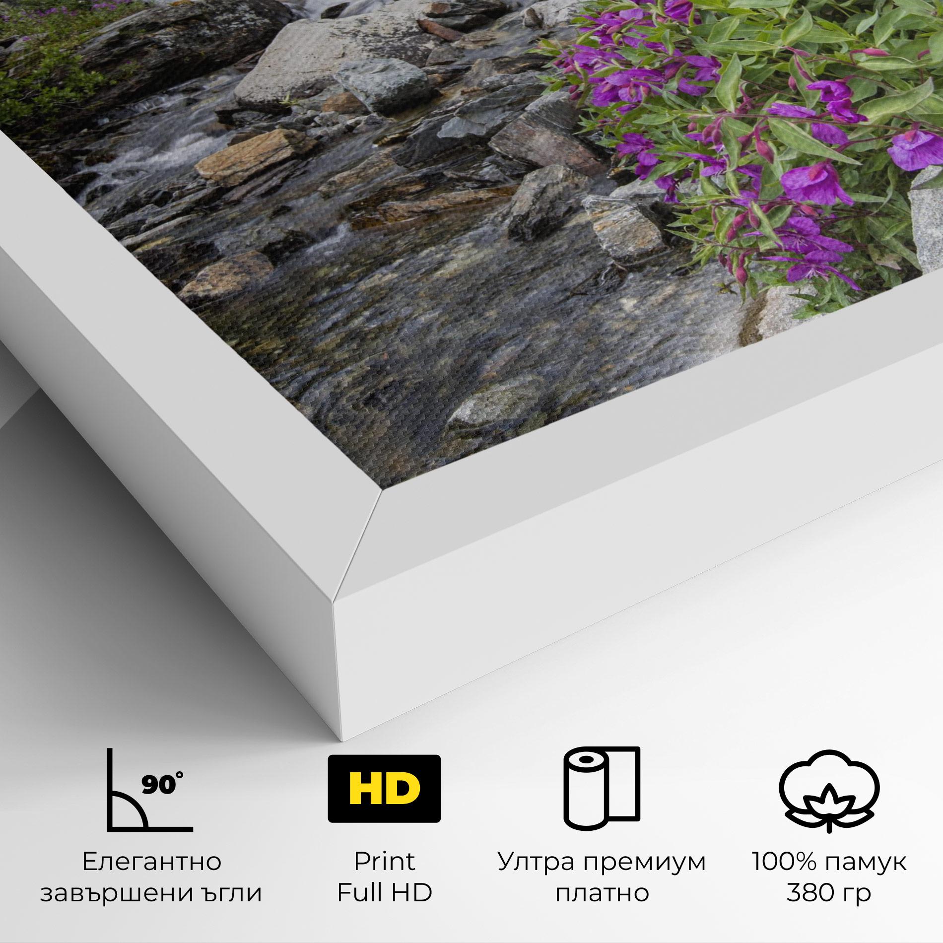 Картина на платно Purple Flowers Waterfall mockup 4