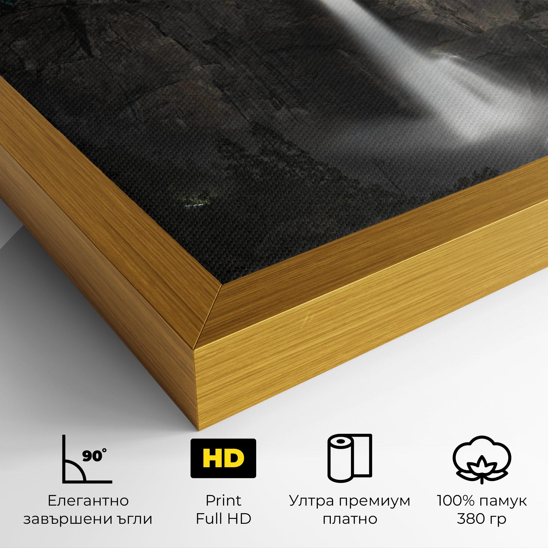 Картина на платно Dark Blue Sky Waterfall mockup 4