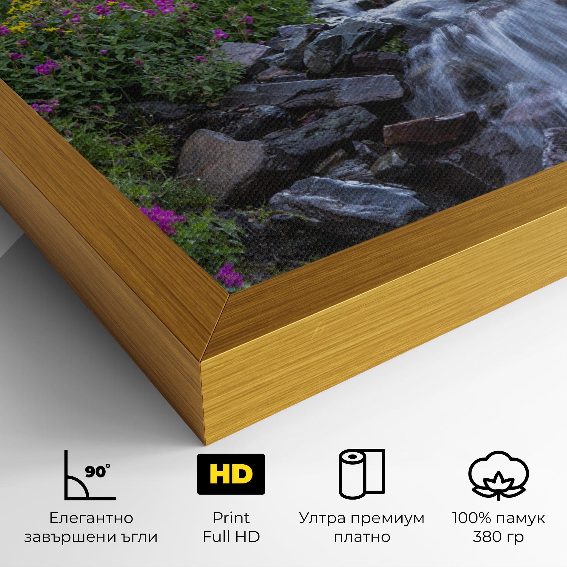 Картина на платно Purple Field Waterfall mockup 4