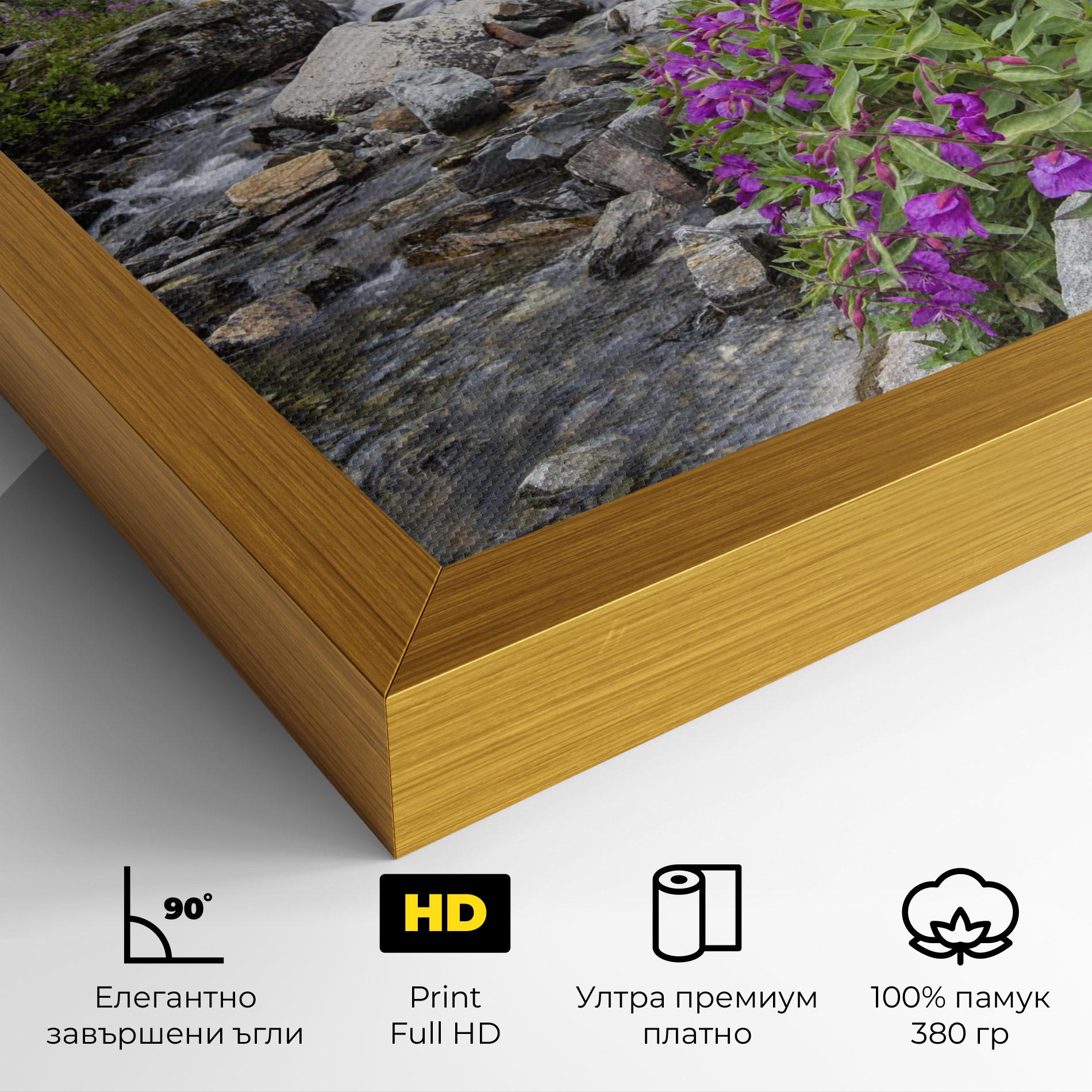 Картина на платно Purple Flowers Waterfall mockup 4