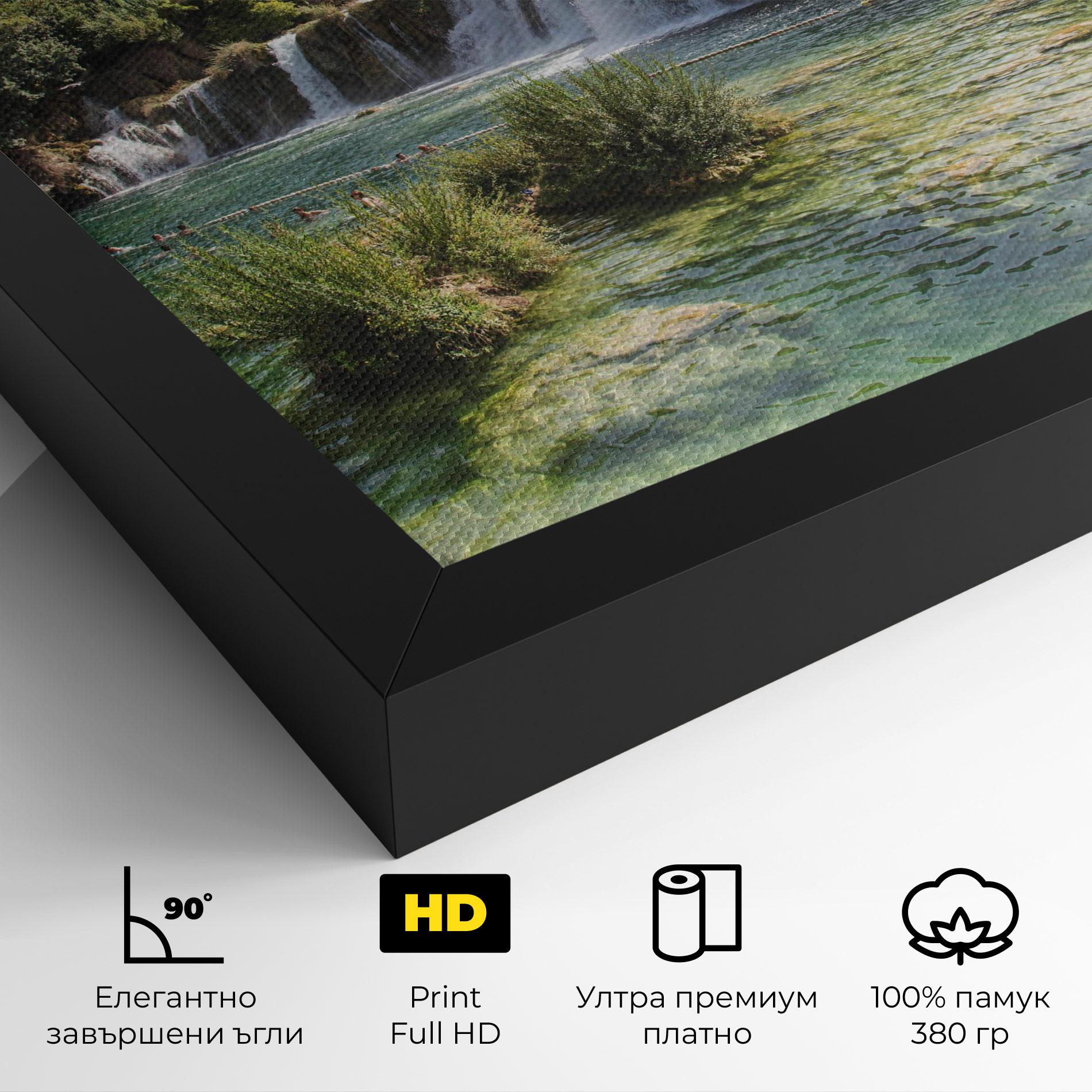 Картина на платно Green Waterfall mockup 4