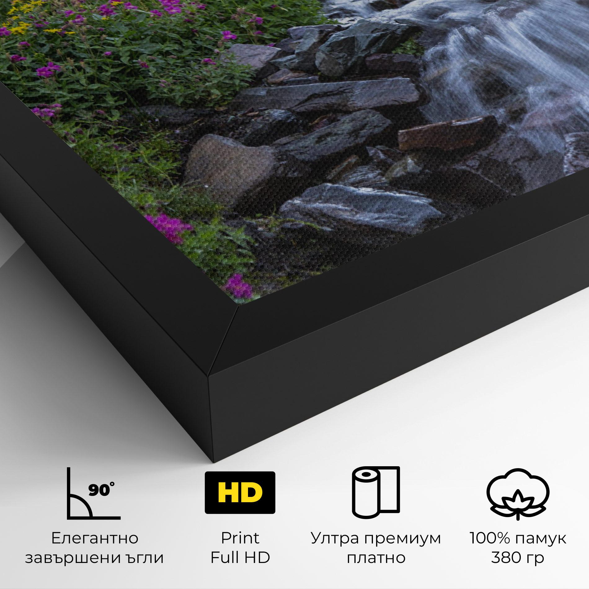 Картина на платно Purple Field Waterfall mockup 4
