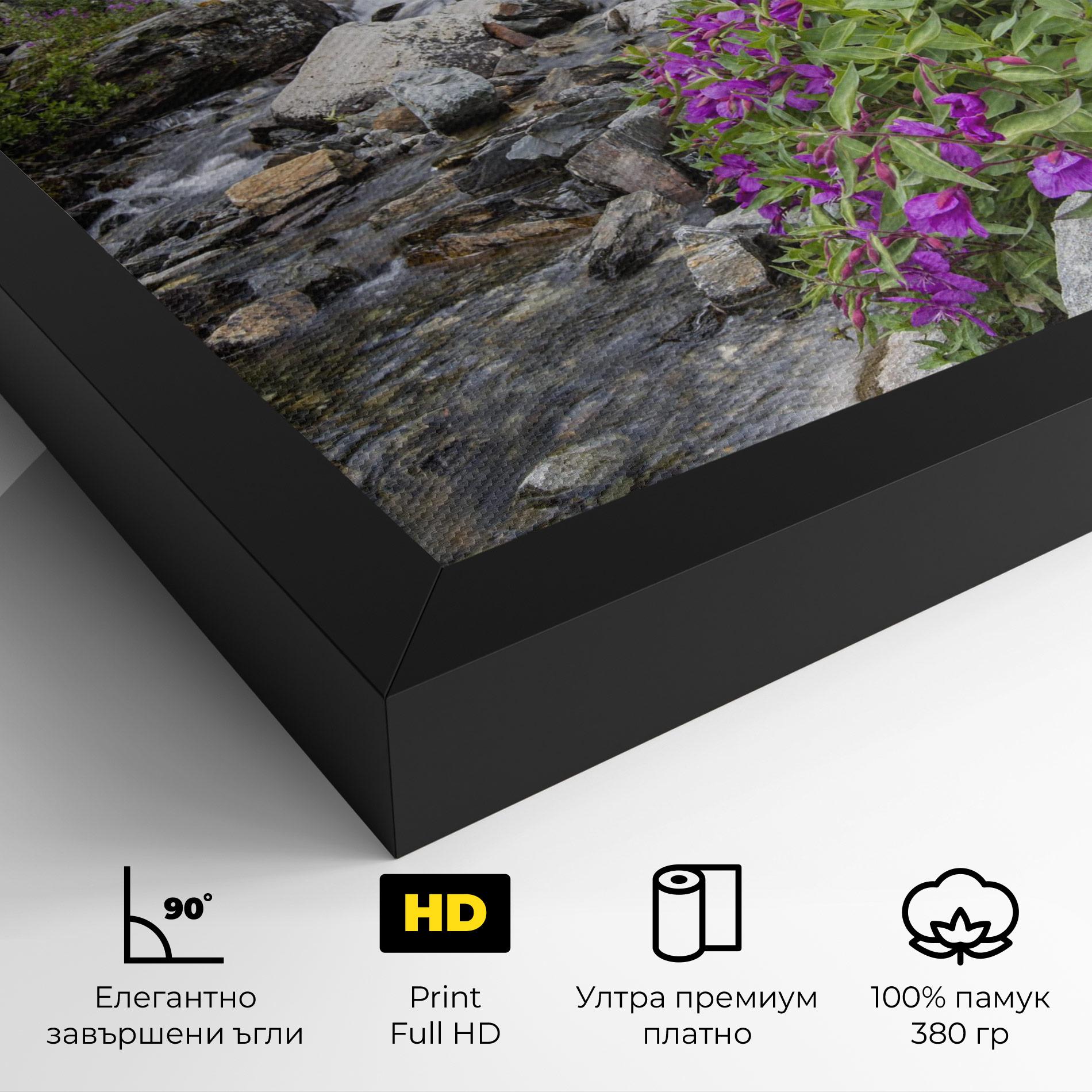 Картина на платно Purple Flowers Waterfall mockup 4