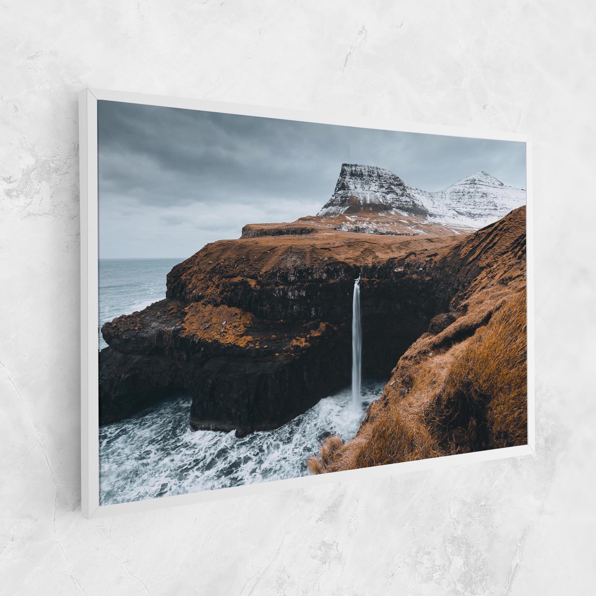 Картина на платно Black Houses Waterfall mockup 1