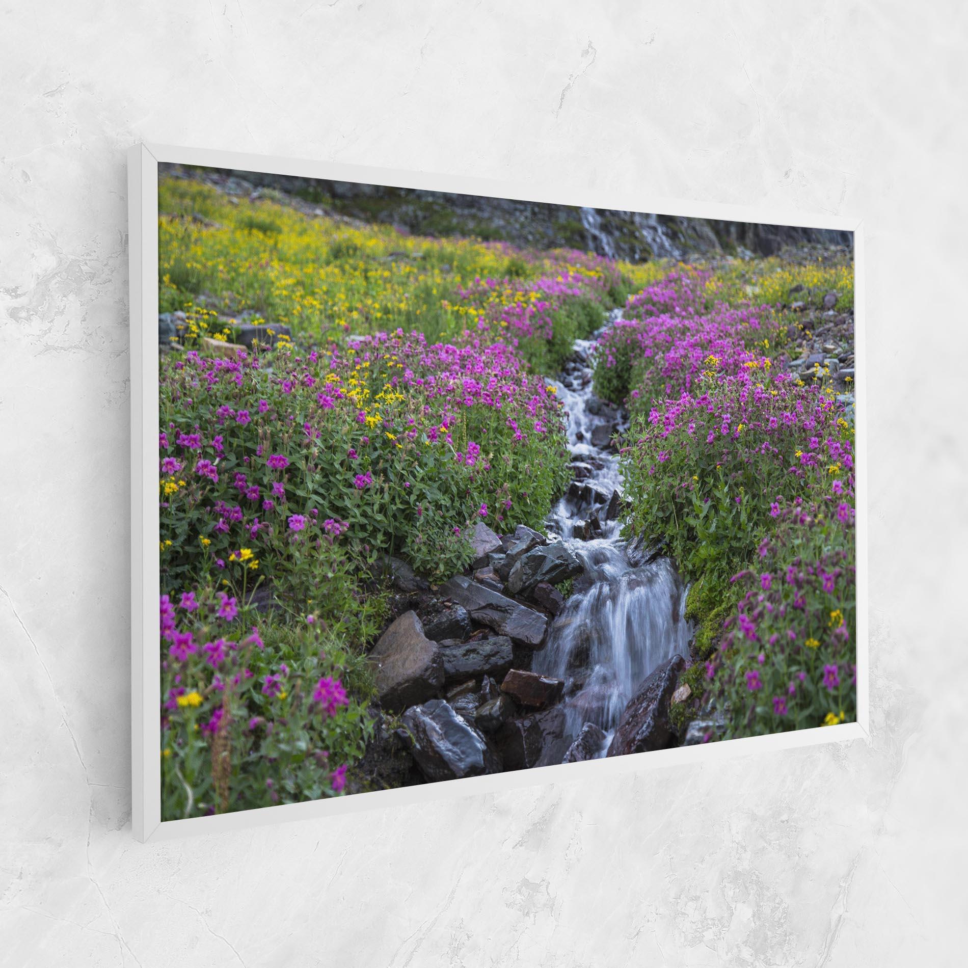 Картина на платно Purple Field Waterfall mockup 1