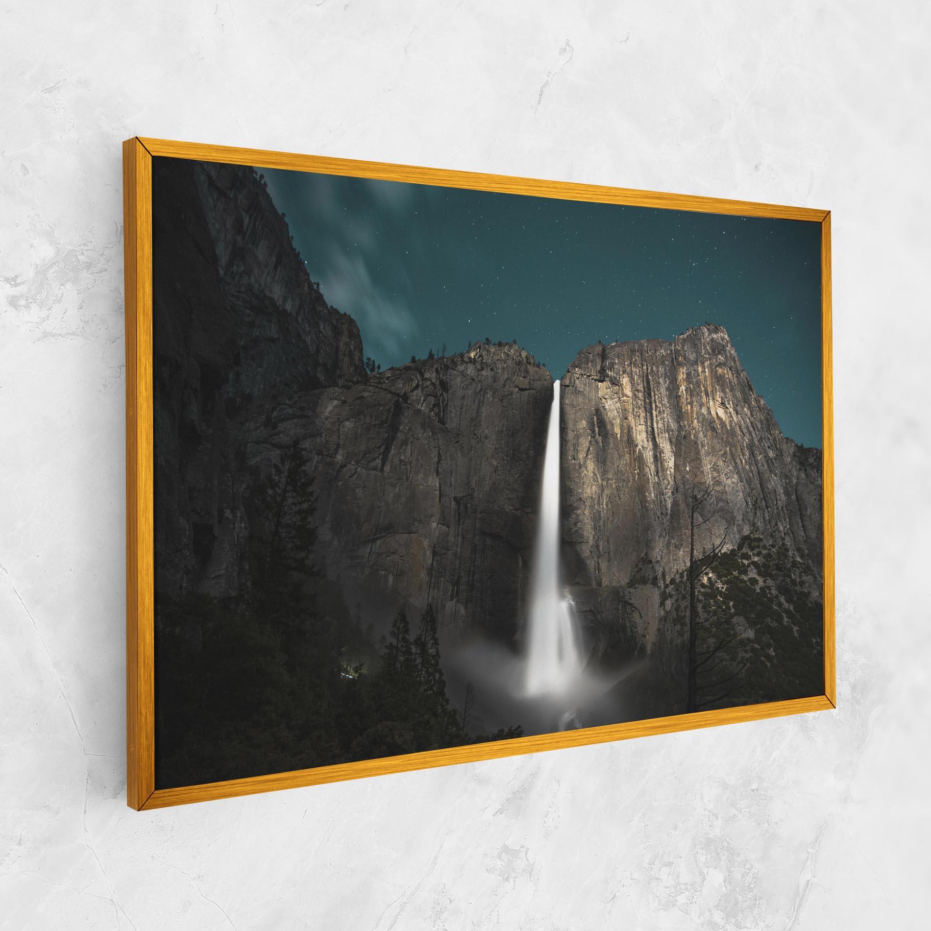 Картина на платно Dark Blue Sky Waterfall mockup 1