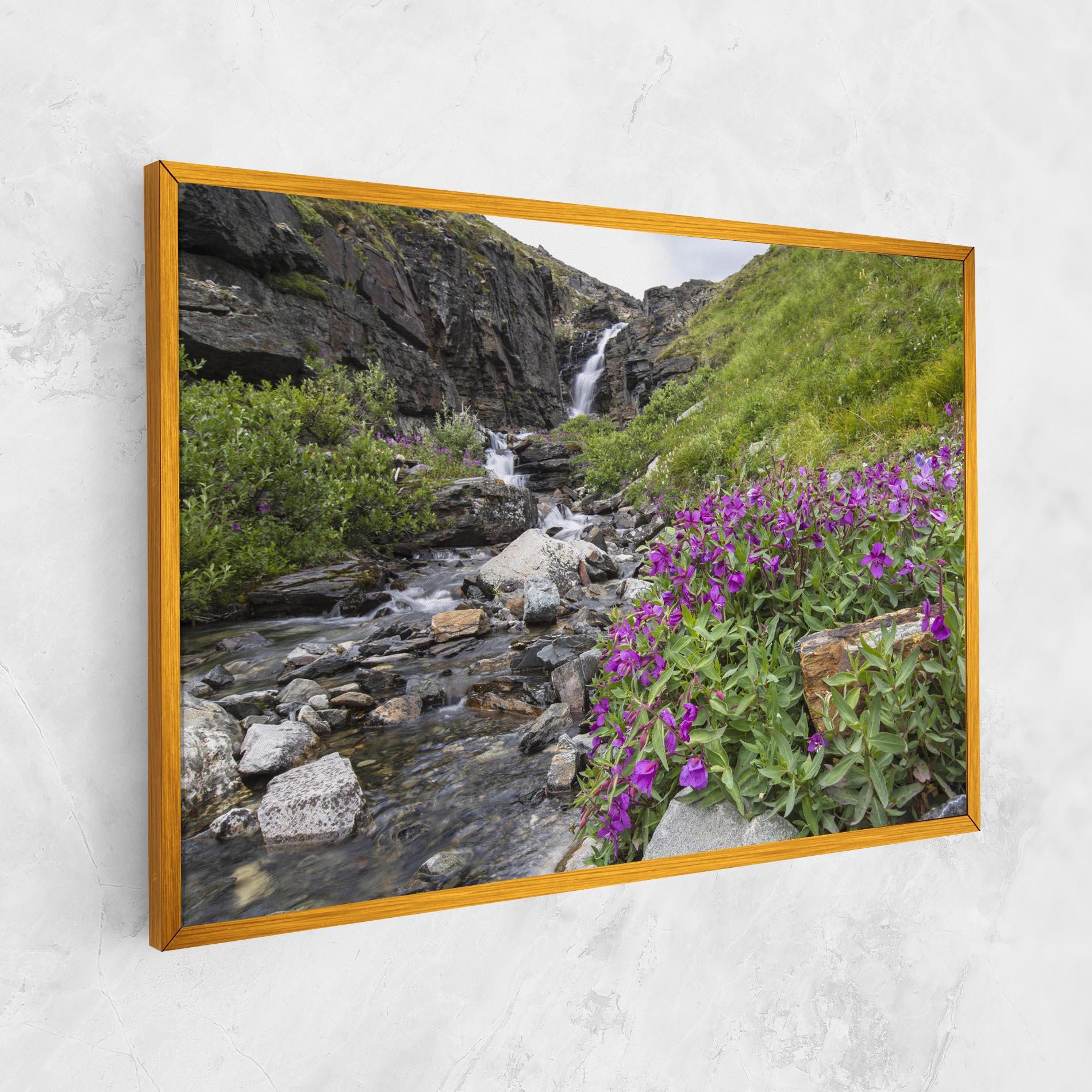 Картина на платно Purple Flowers Waterfall mockup 1