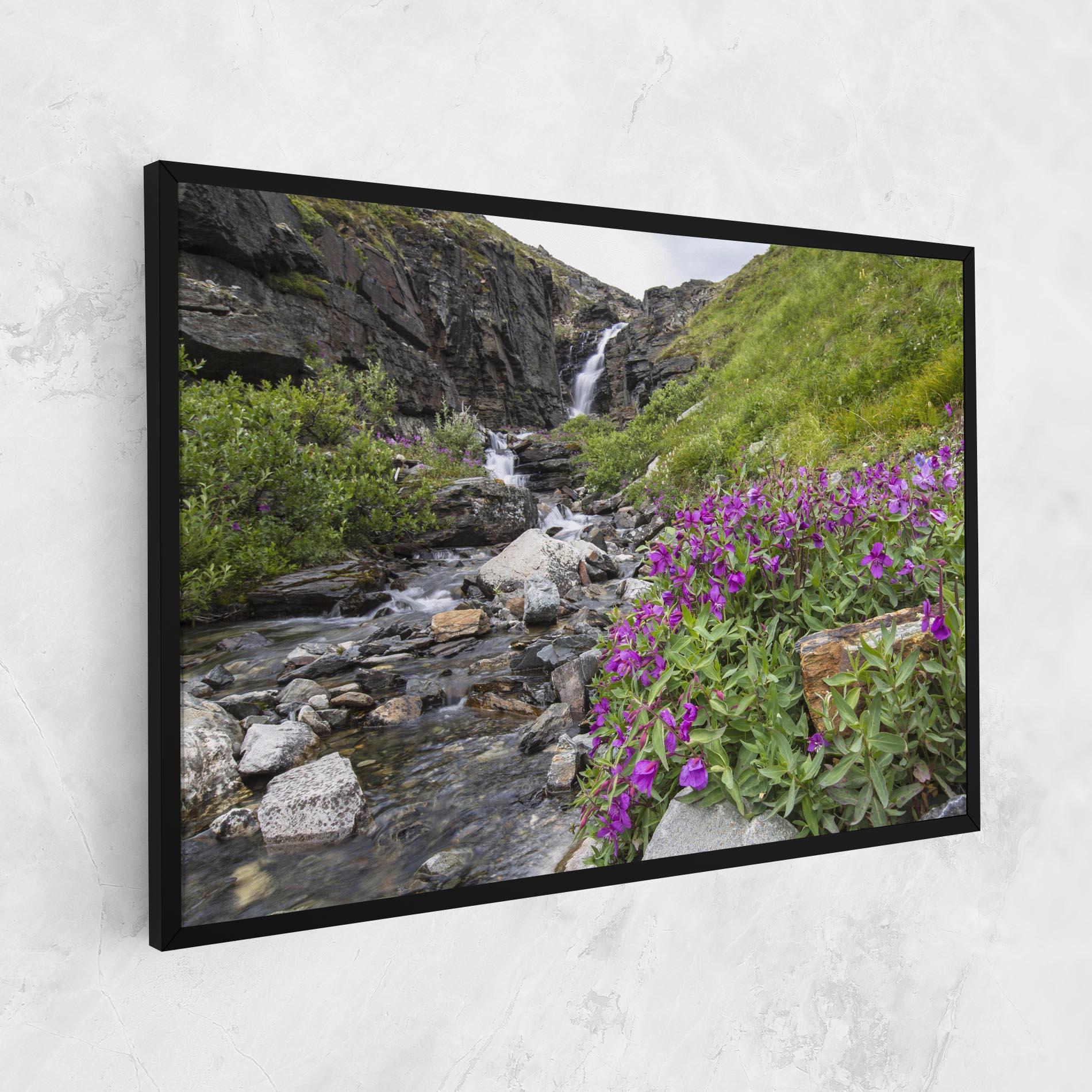Картина на платно Purple Flowers Waterfall mockup 1