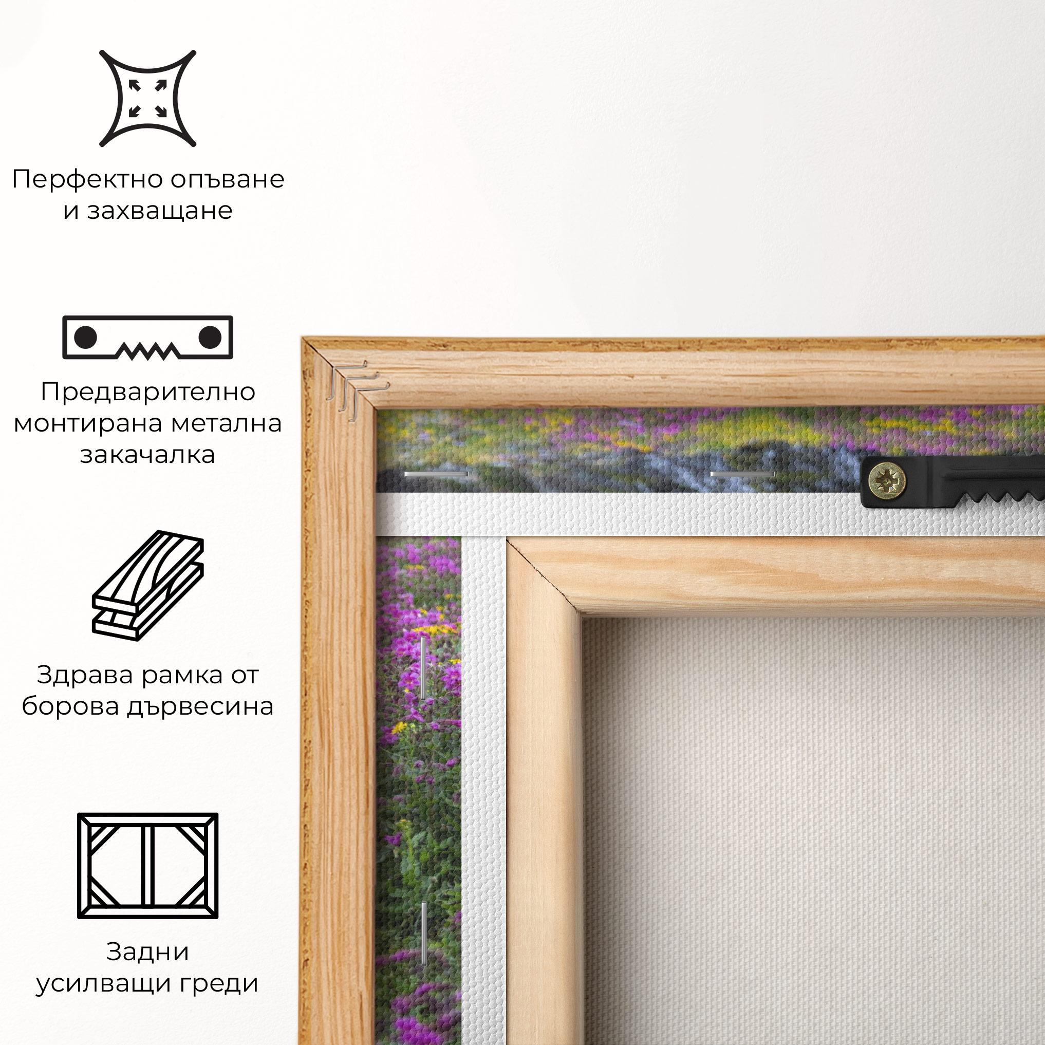 Картина на платно Purple Field Waterfall mockup 5