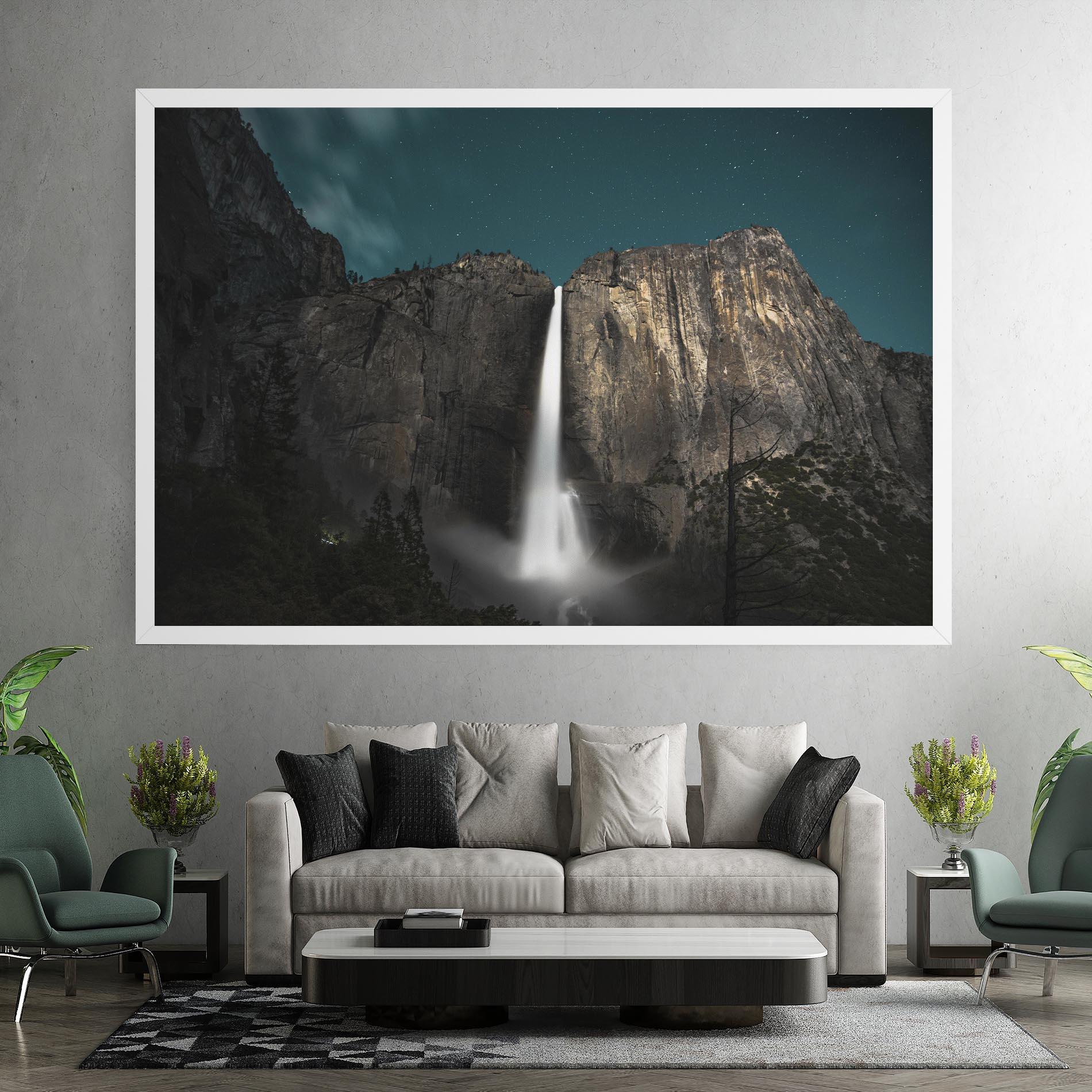 Картина на платно Dark Blue Sky Waterfall mockup 7