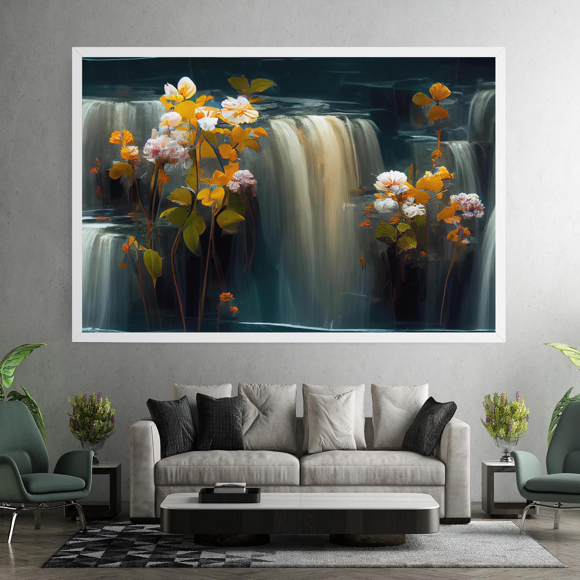 Картина на платно Flowers Waterfall mockup 7