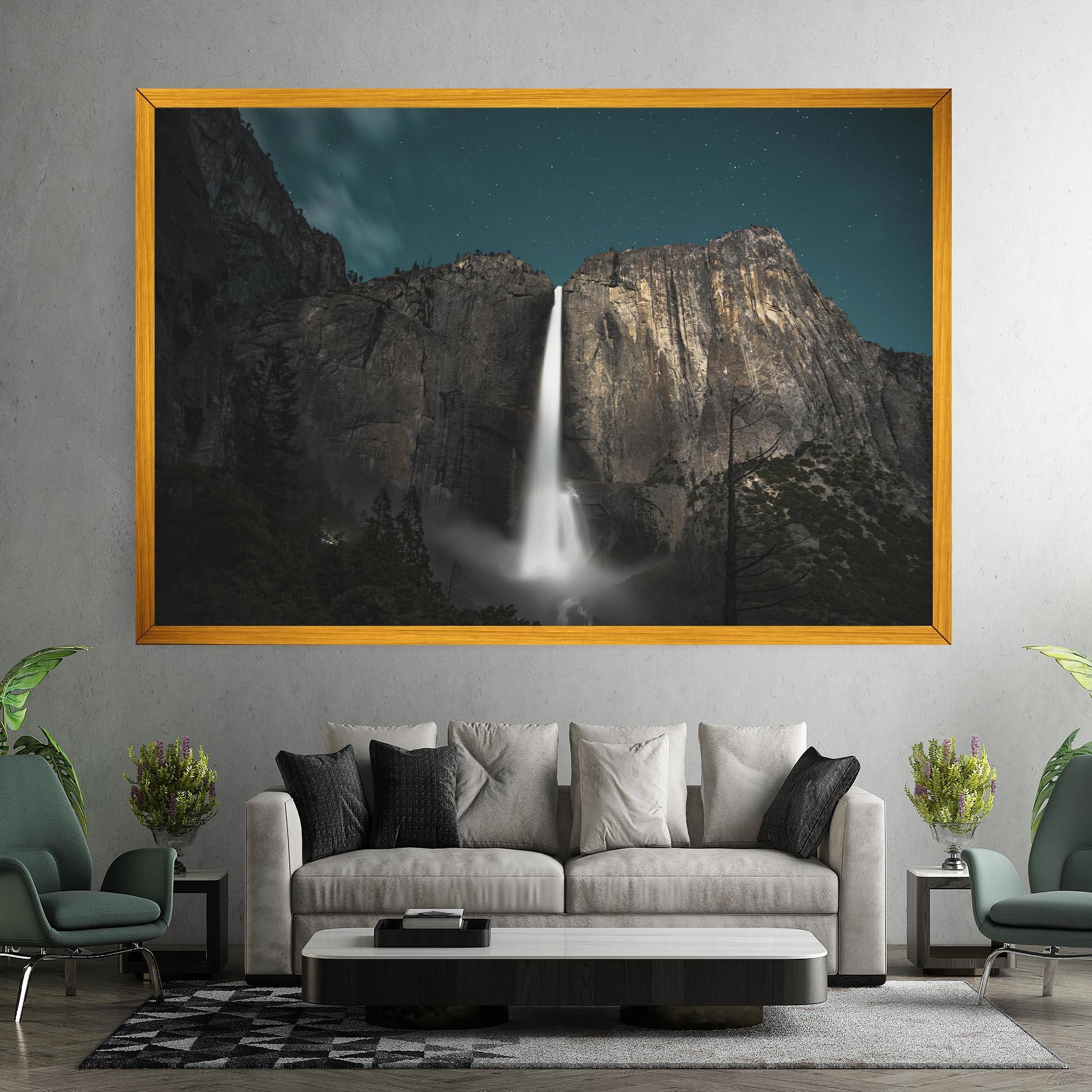 Картина на платно Dark Blue Sky Waterfall mockup 7