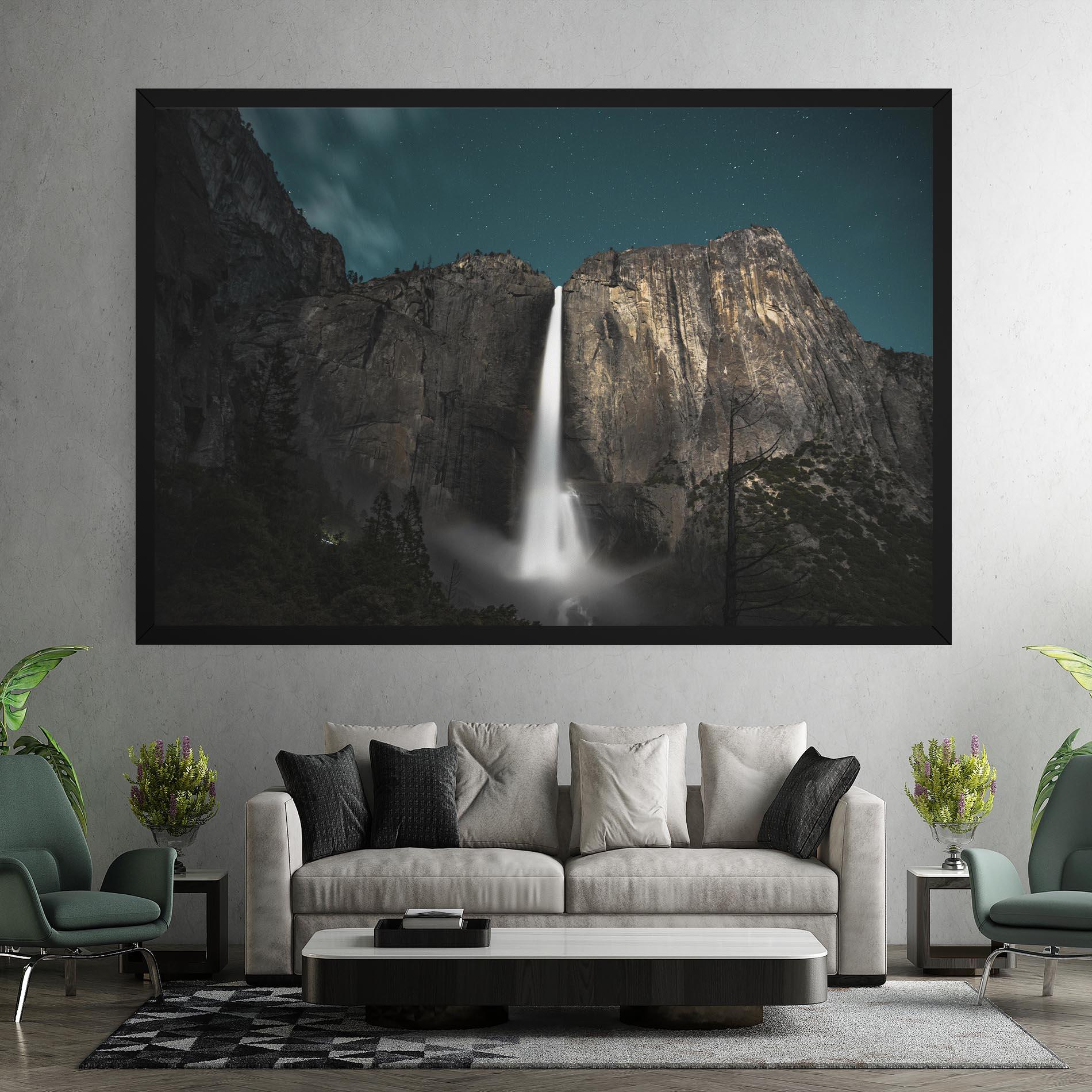 Картина на платно Dark Blue Sky Waterfall mockup 7